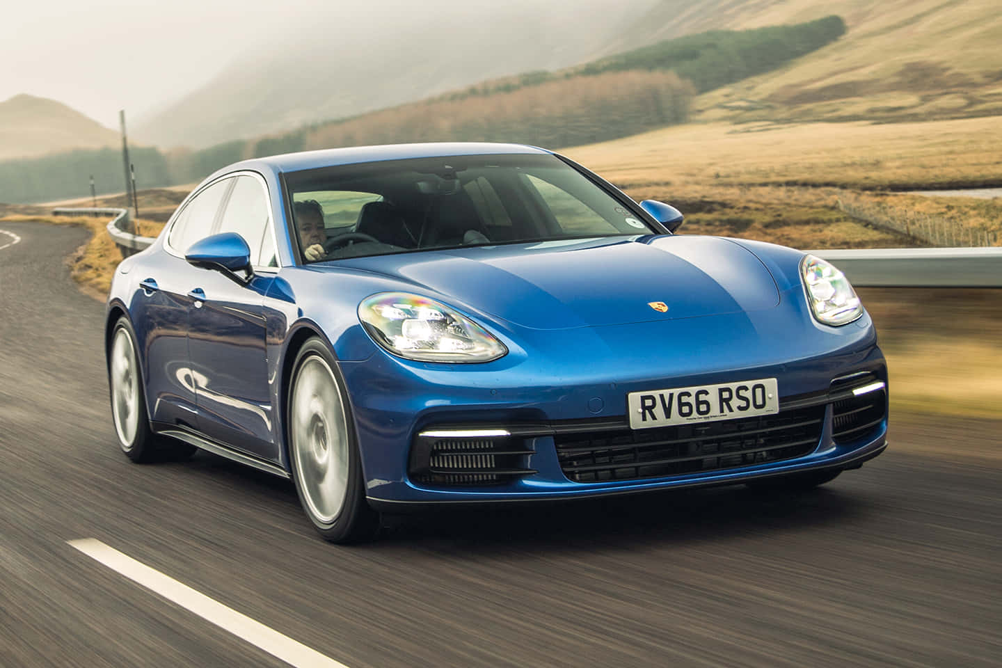 Porsche Panamera, blue, winding mountain road, HD Desktop Wallpaper