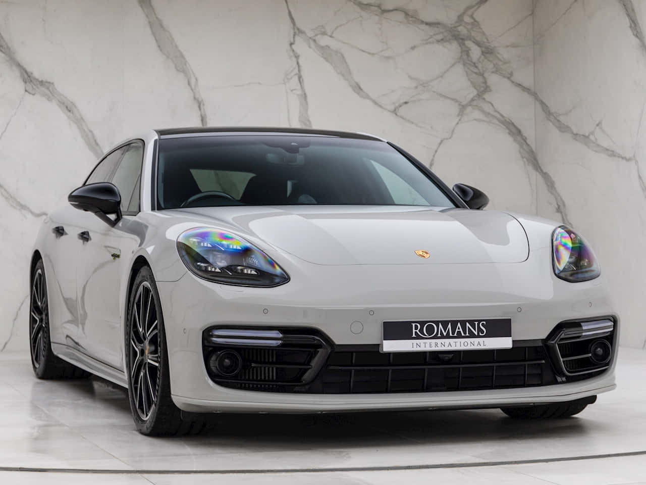 Porsche Panamera, silver, studio lights, HD Desktop Wallpaper