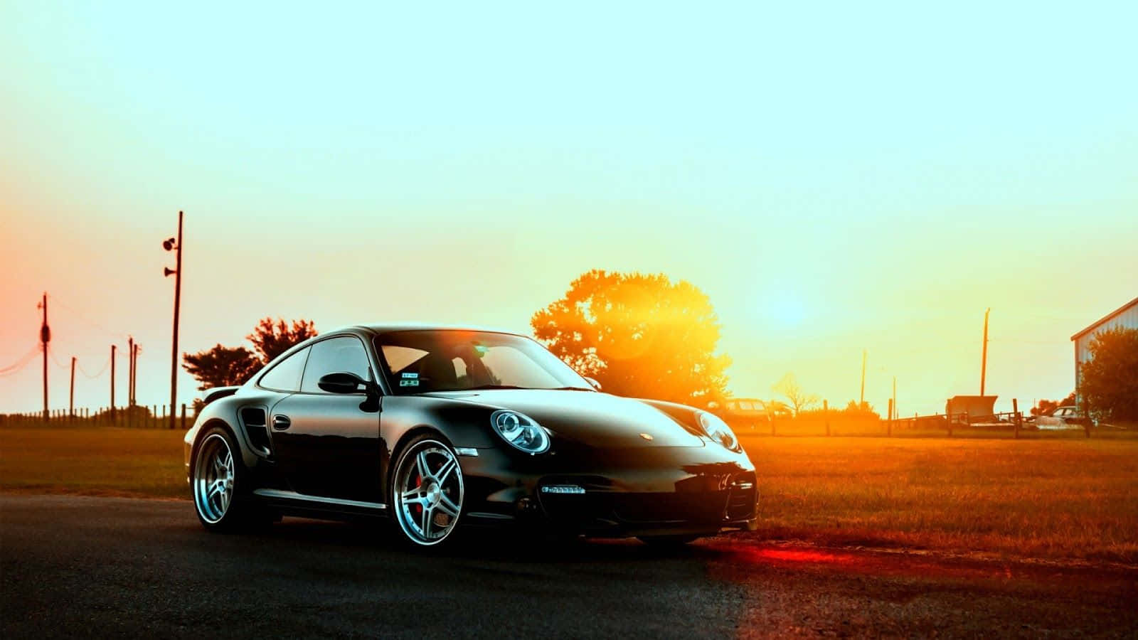 Porsche 911, sunset, rural road, HD Desktop Wallpaper
