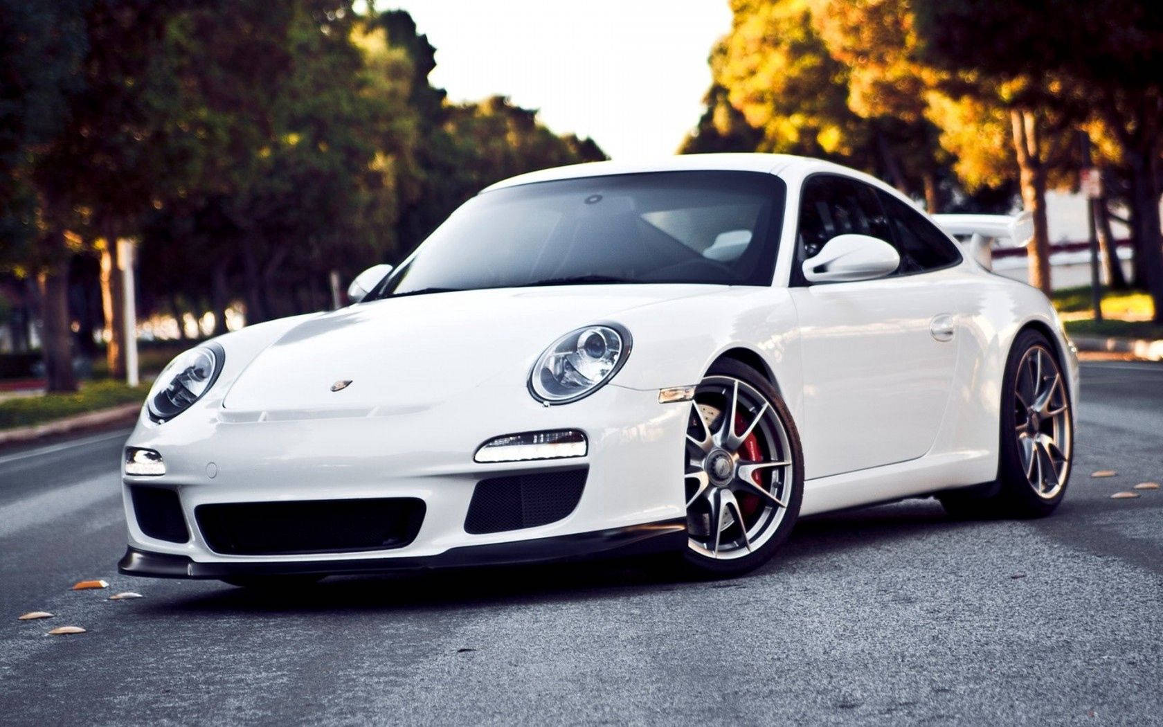 Porsche 911, white, golden hour sunlight, HD Desktop Wallpaper