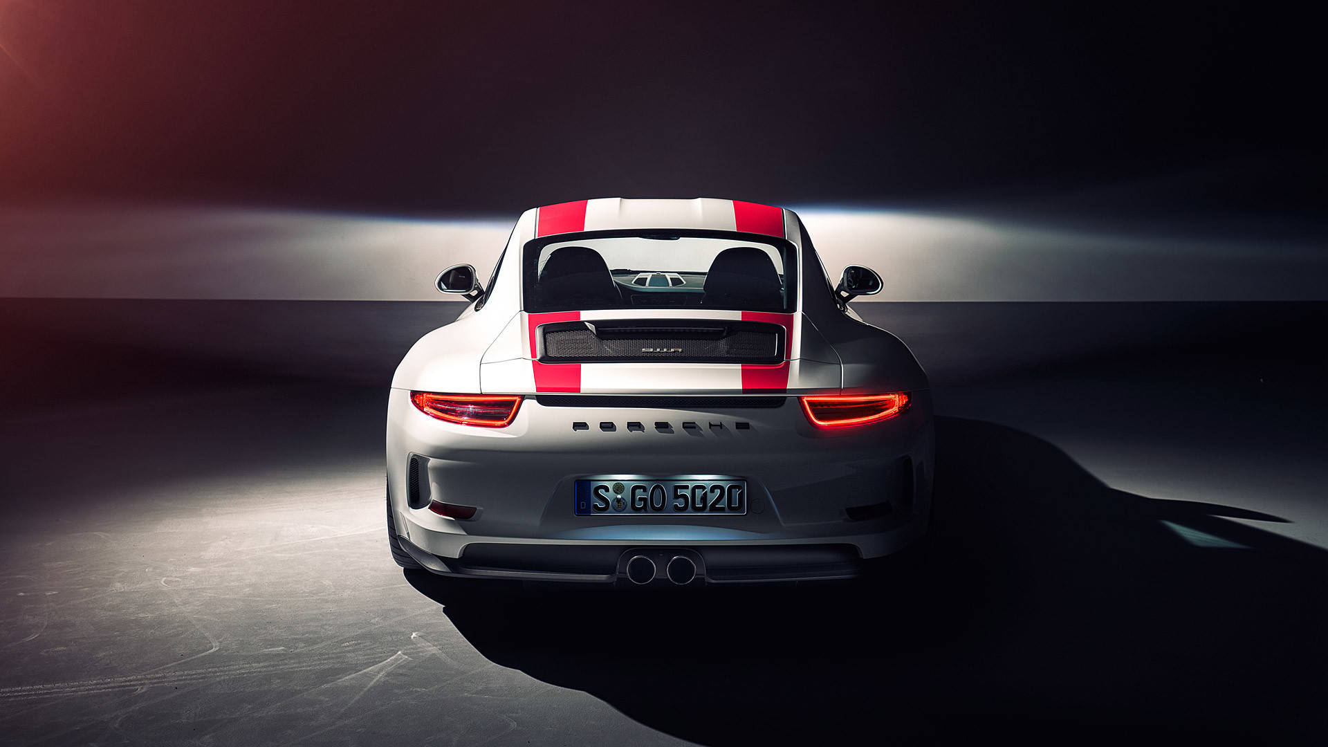 Porsche 911, red racing stripes, white, Full HD Desktop Wallpaper