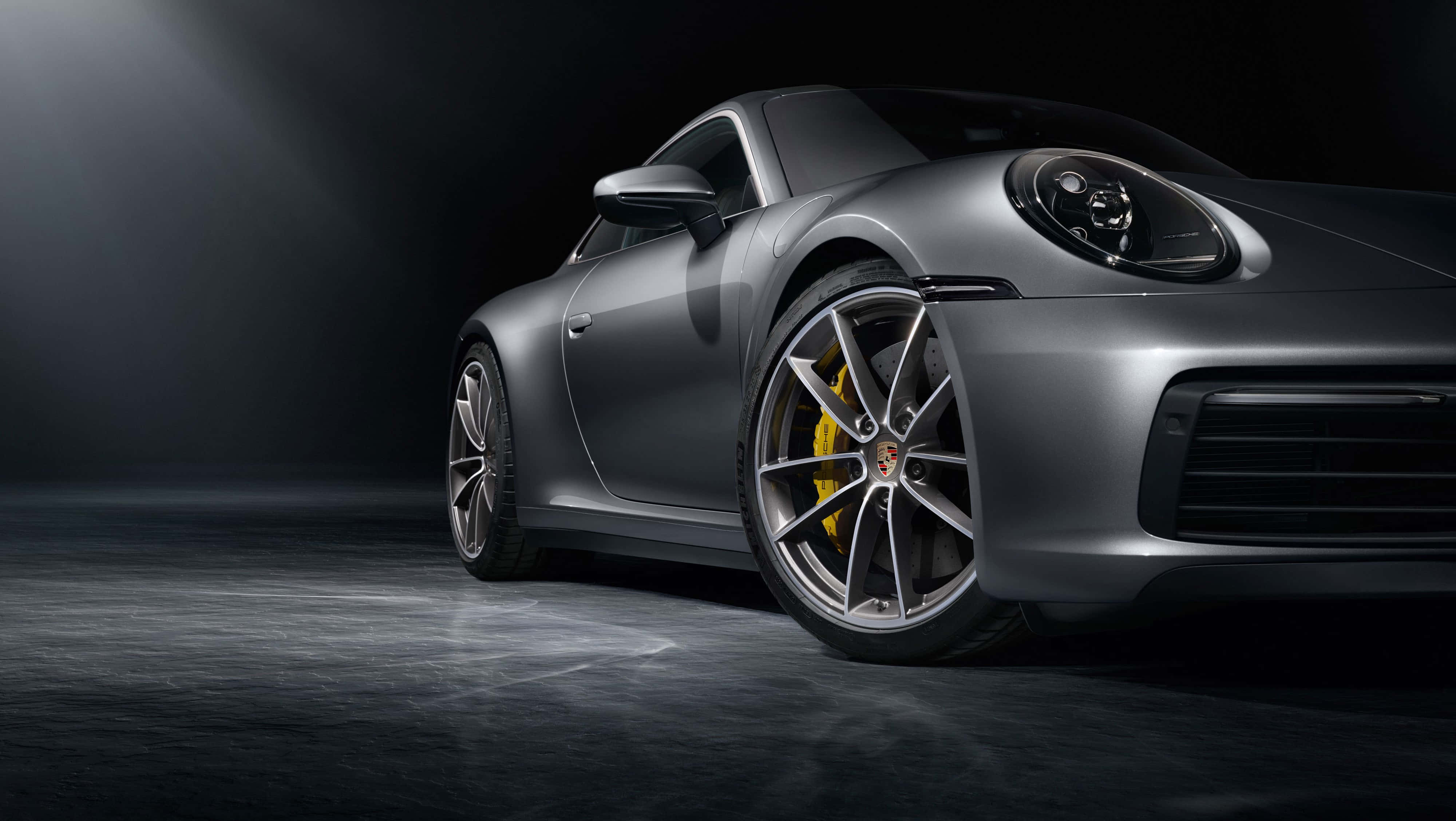 Porsche 911, silver, black, 4K Desktop Wallpaper