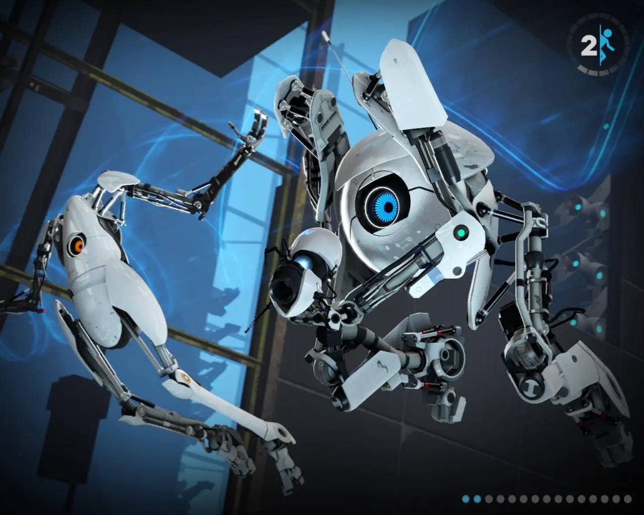 Portal 2, Dual Screen, glowing eyes, HD Desktop Wallpaper