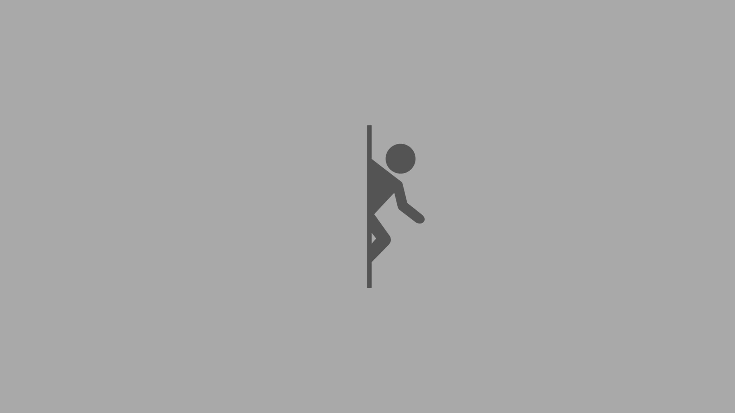Portal 2 Dual Screen, gray silhouette, vertical pole, 2K Desktop Wallpaper