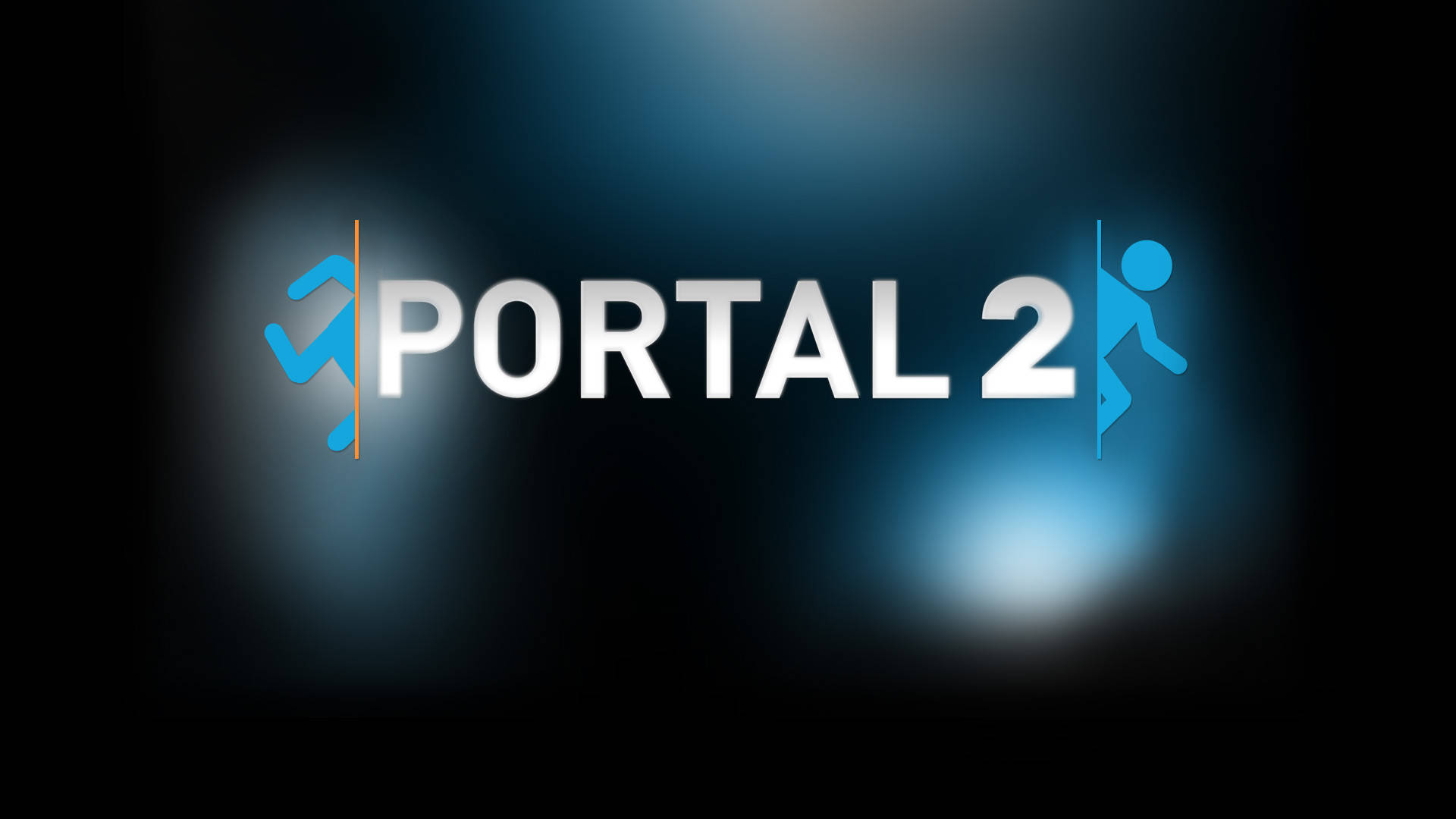 Portal 2, blue logo, glows with blue light, Full HD Desktop Wallpaper