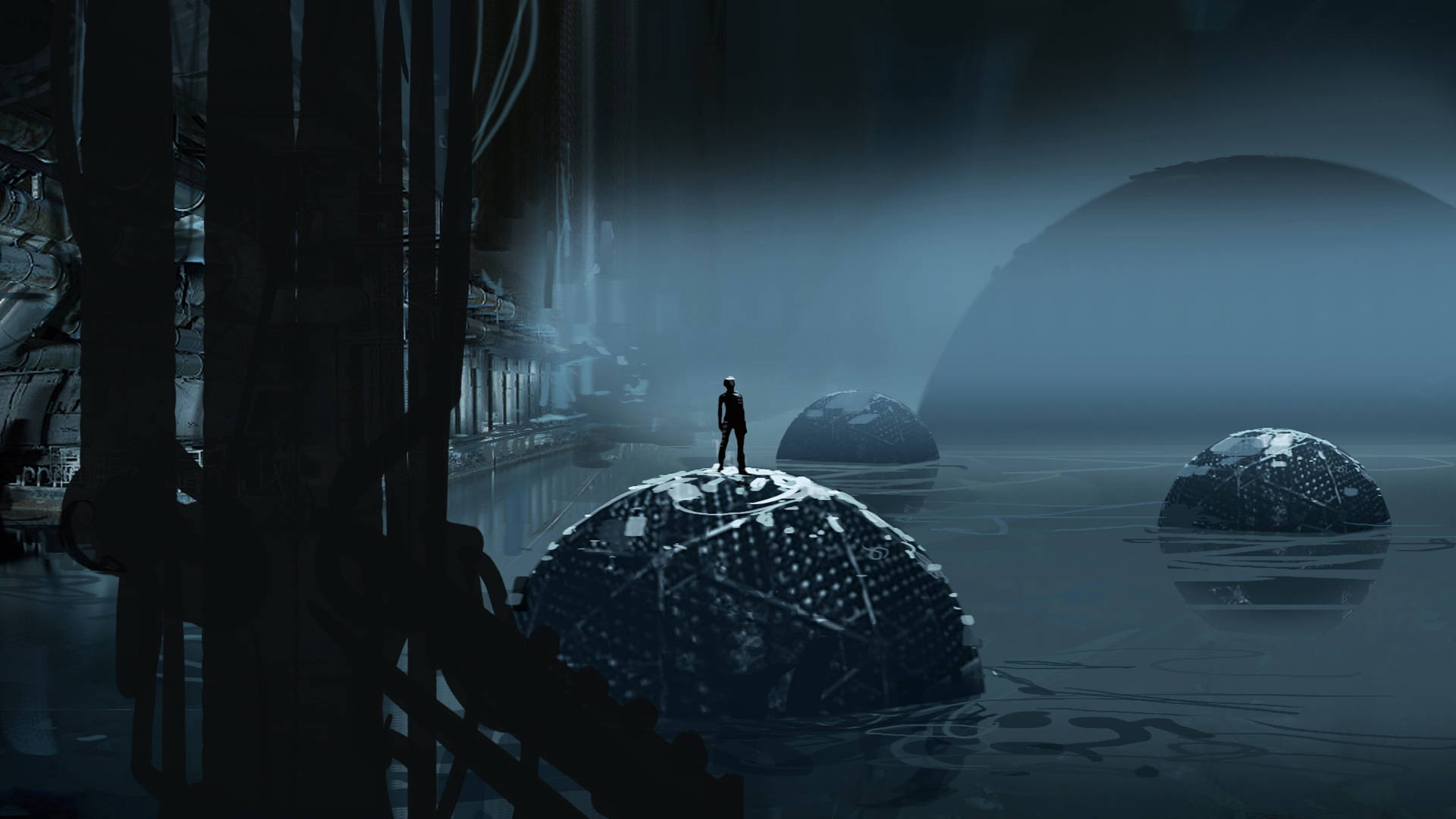 Portal 2, sphere, ocean, Full HD Desktop Wallpaper