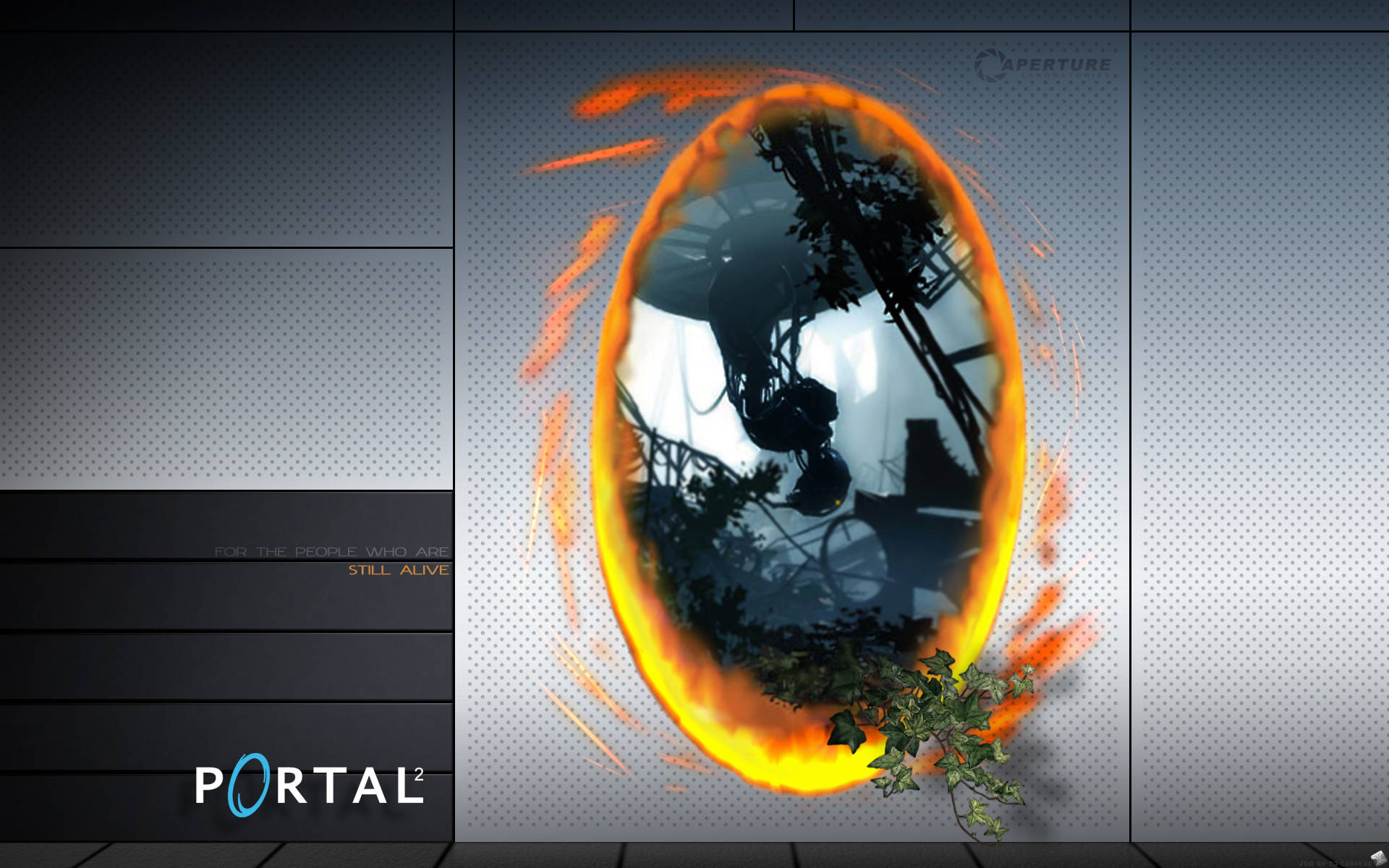 Portal 2, orange beam, metallic lab wall, Full HD Desktop Wallpaper