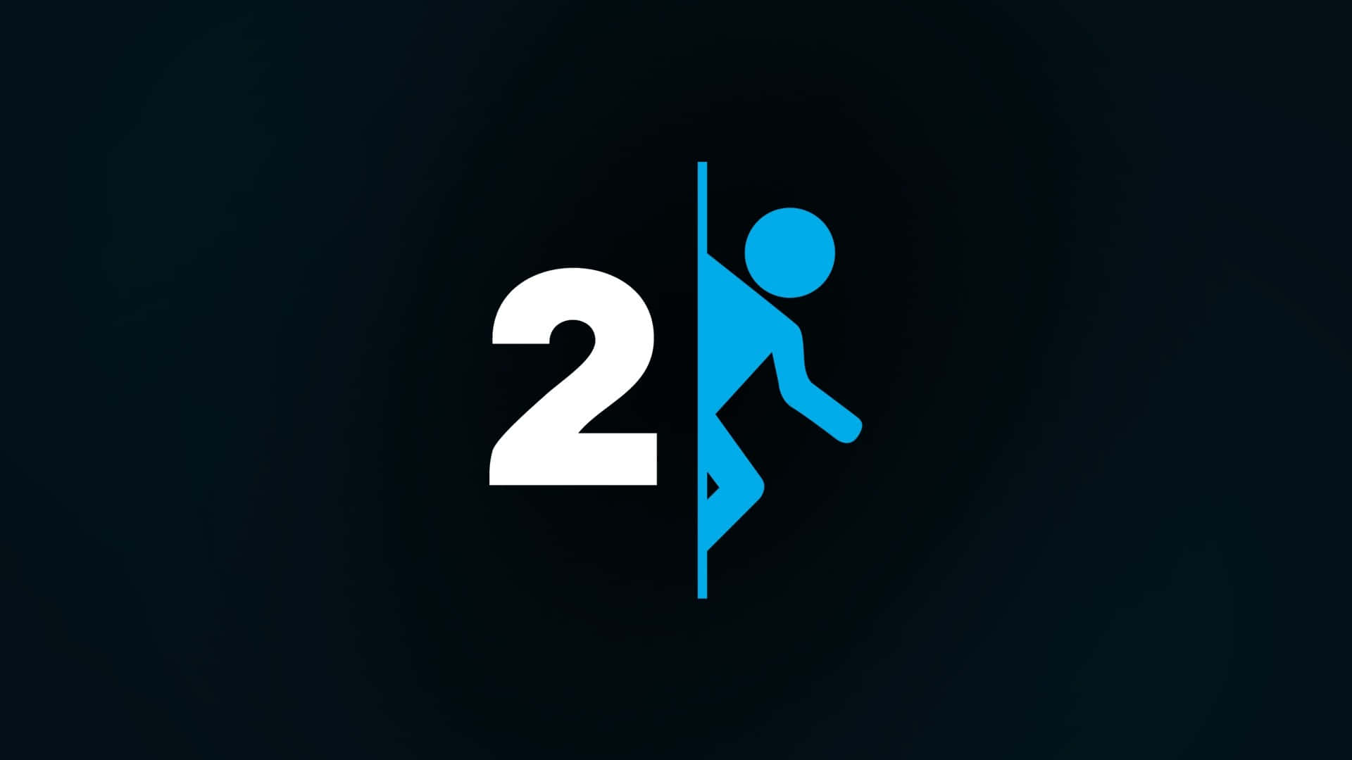 Portal 2, number two, blue stick figure, Full HD Desktop Wallpaper