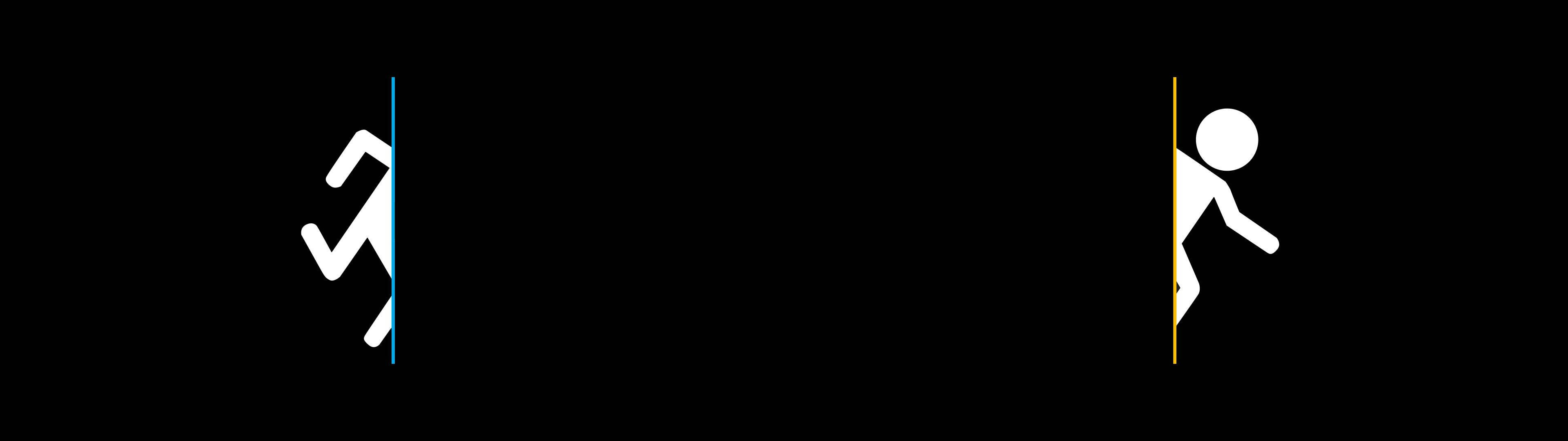 Portal 2, dual screen, white stick figures, 4K Desktop Wallpaper