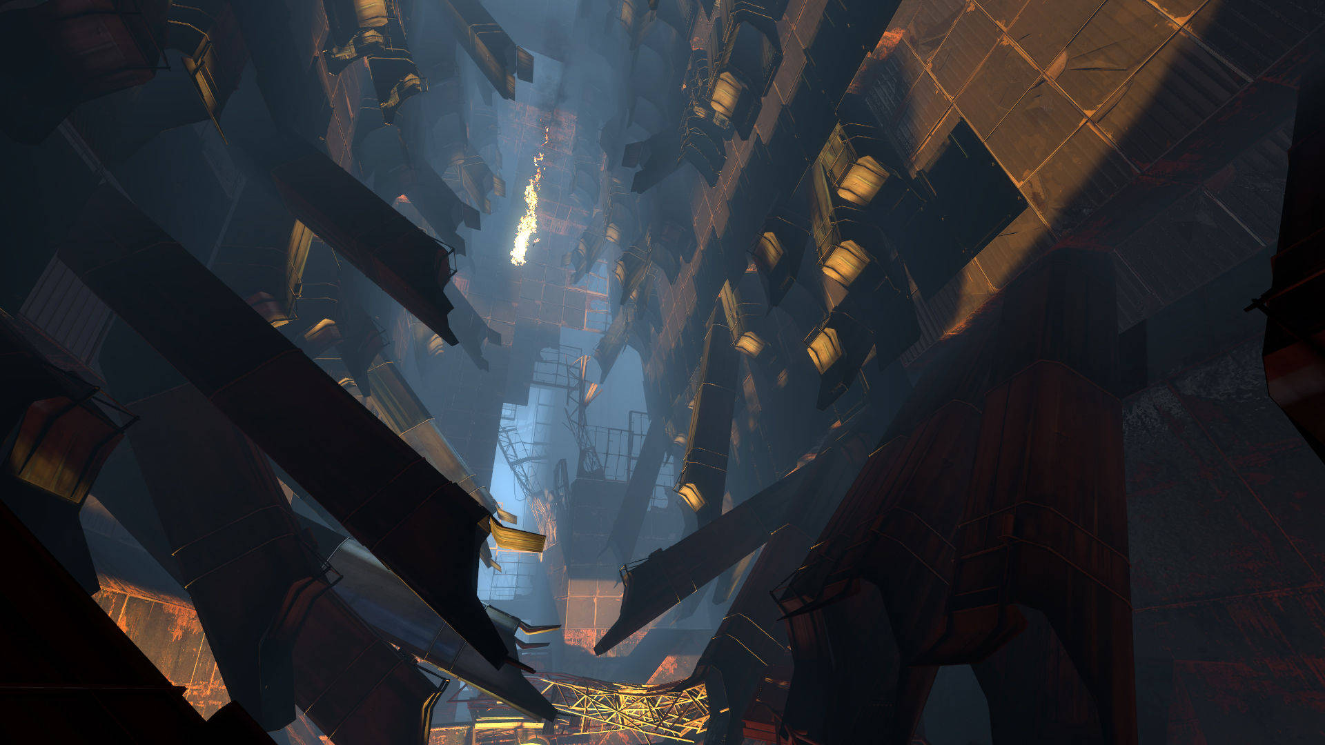 Portal 2, Dual Screen, glowing orange lights, Full HD Desktop Wallpaper