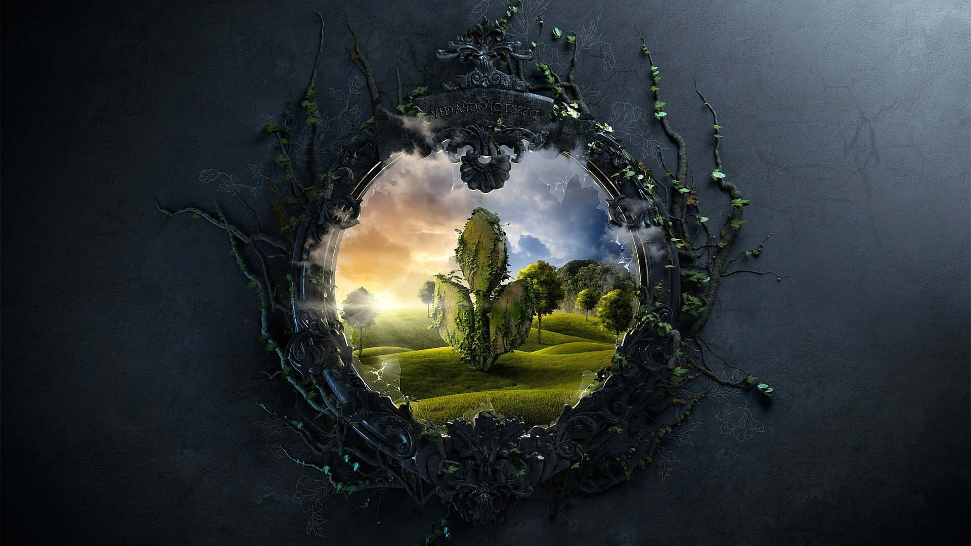 Portal 2, ornate mirror frame, vines, Full HD Desktop Wallpaper
