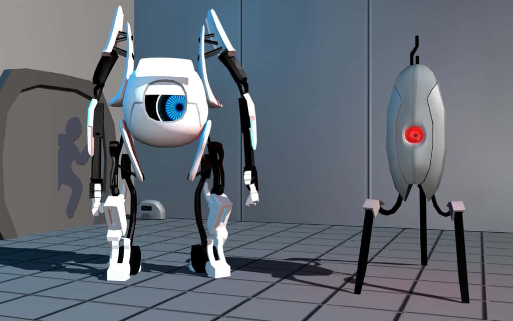 Portal, white robot, large blue eye, SD Desktop Wallpaper