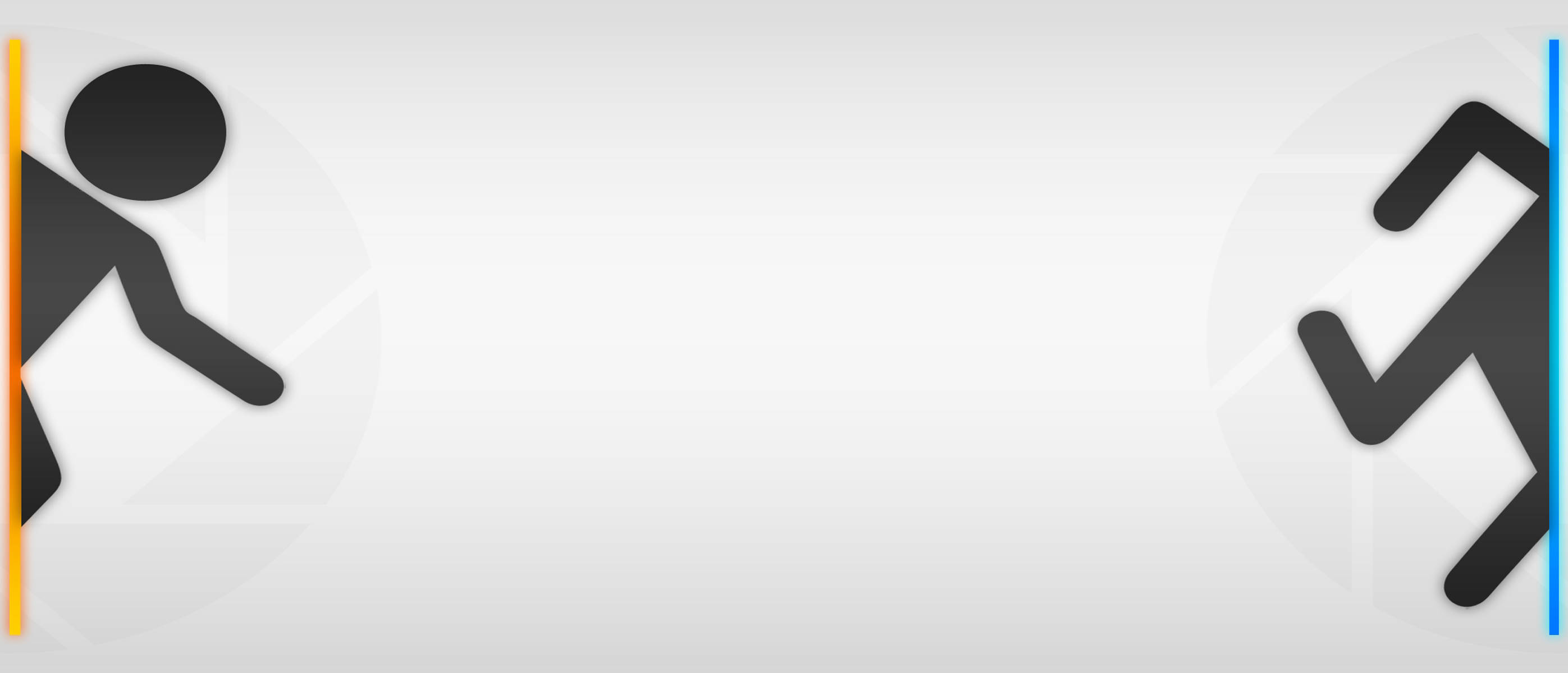 Portal Dual Screen, black stick figures, soft gradient background, 2K Desktop Wallpaper