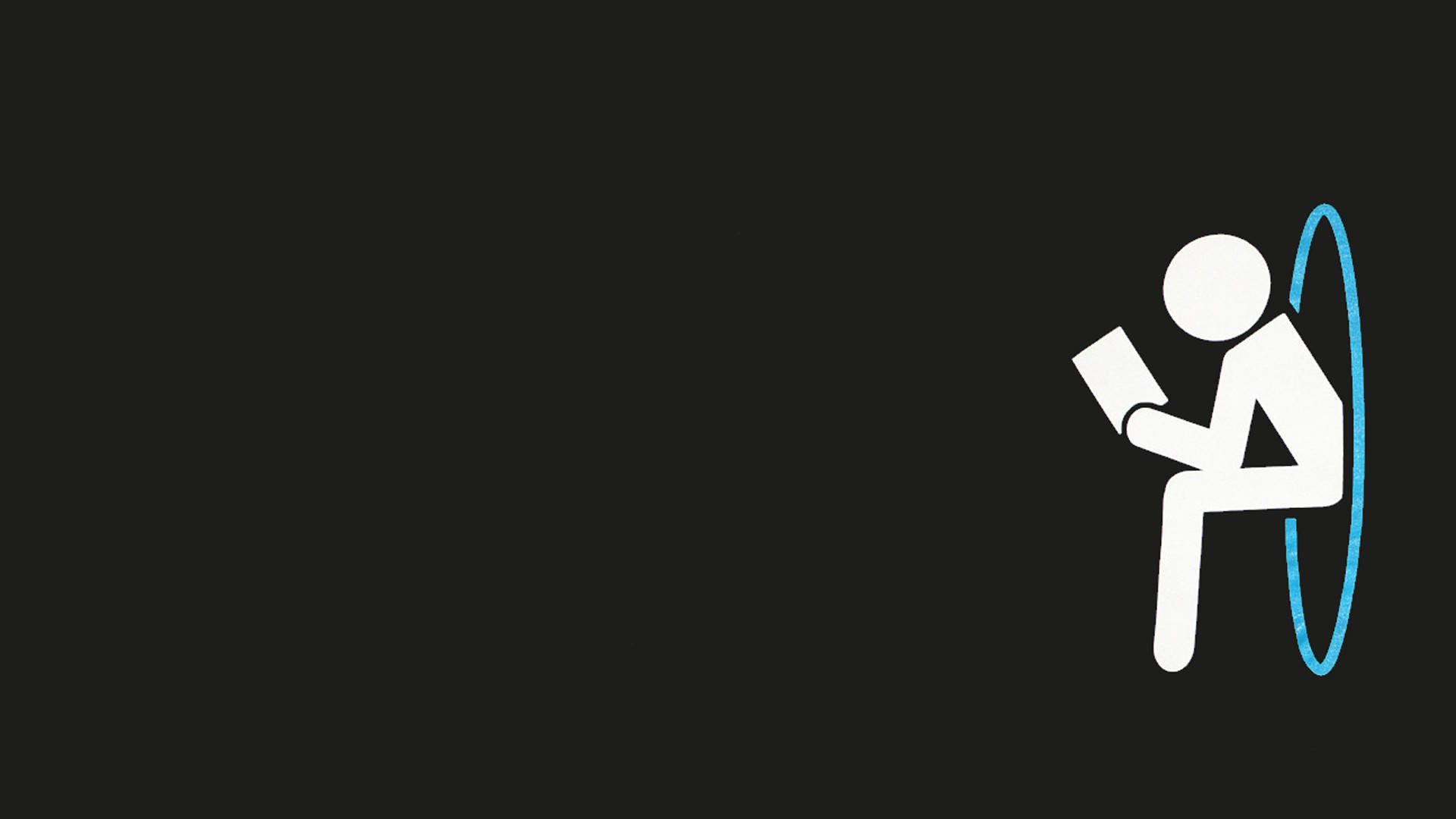 Portal Dual Screen, white stick figure, blue circular outline, Full HD Desktop Wallpaper