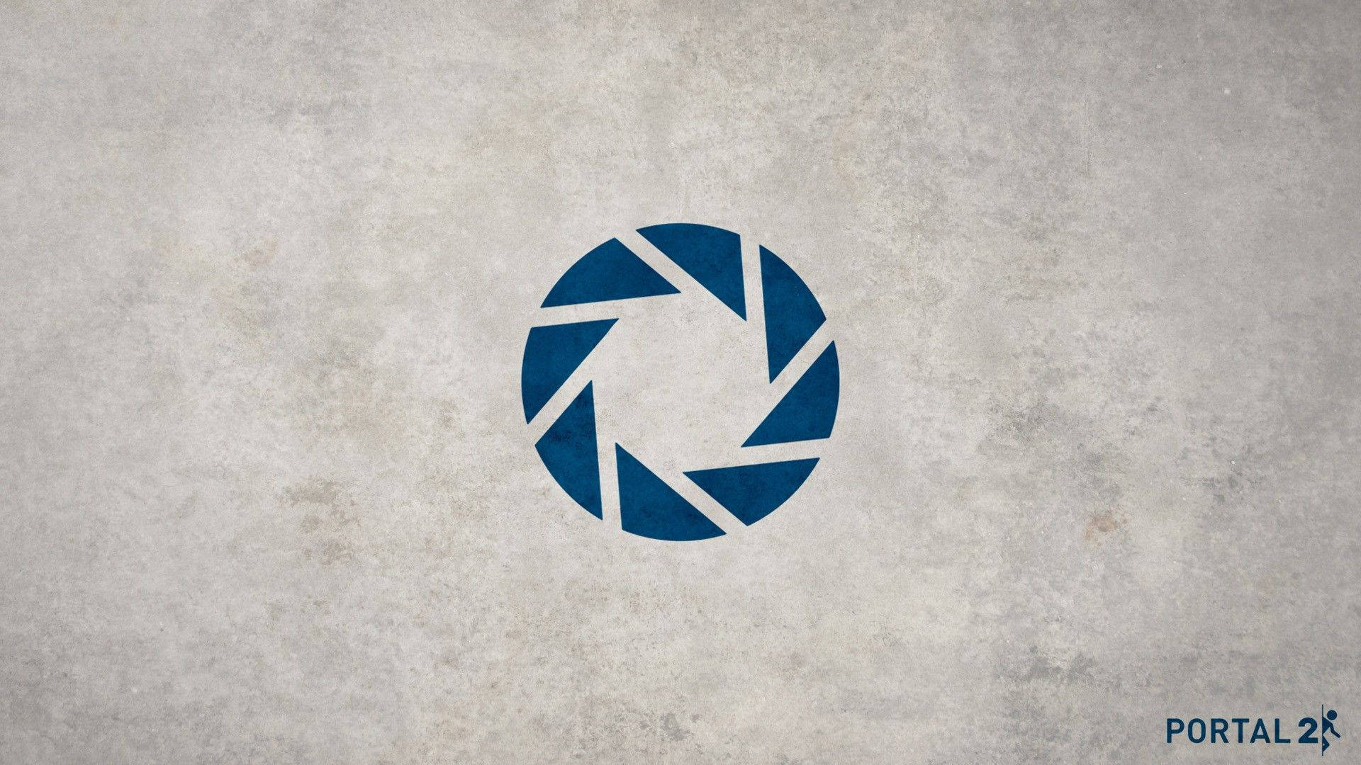 Portal 2, blue camera aperture logo, textured concrete wall, Full HD Desktop Wallpaper