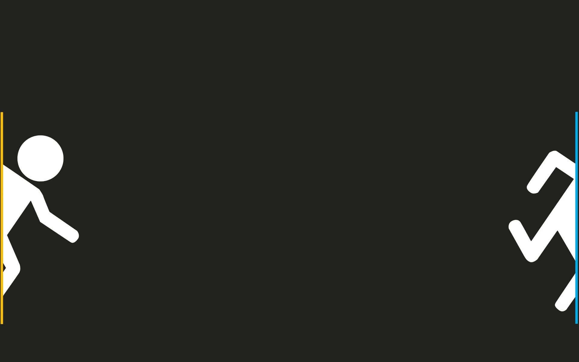 Portal 4K, minimalist white stick figures, dark background, Full HD Desktop Wallpaper