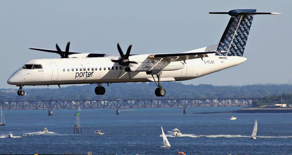 Porter Airlines, turboprop plane, blue harbor, SD Desktop Wallpaper