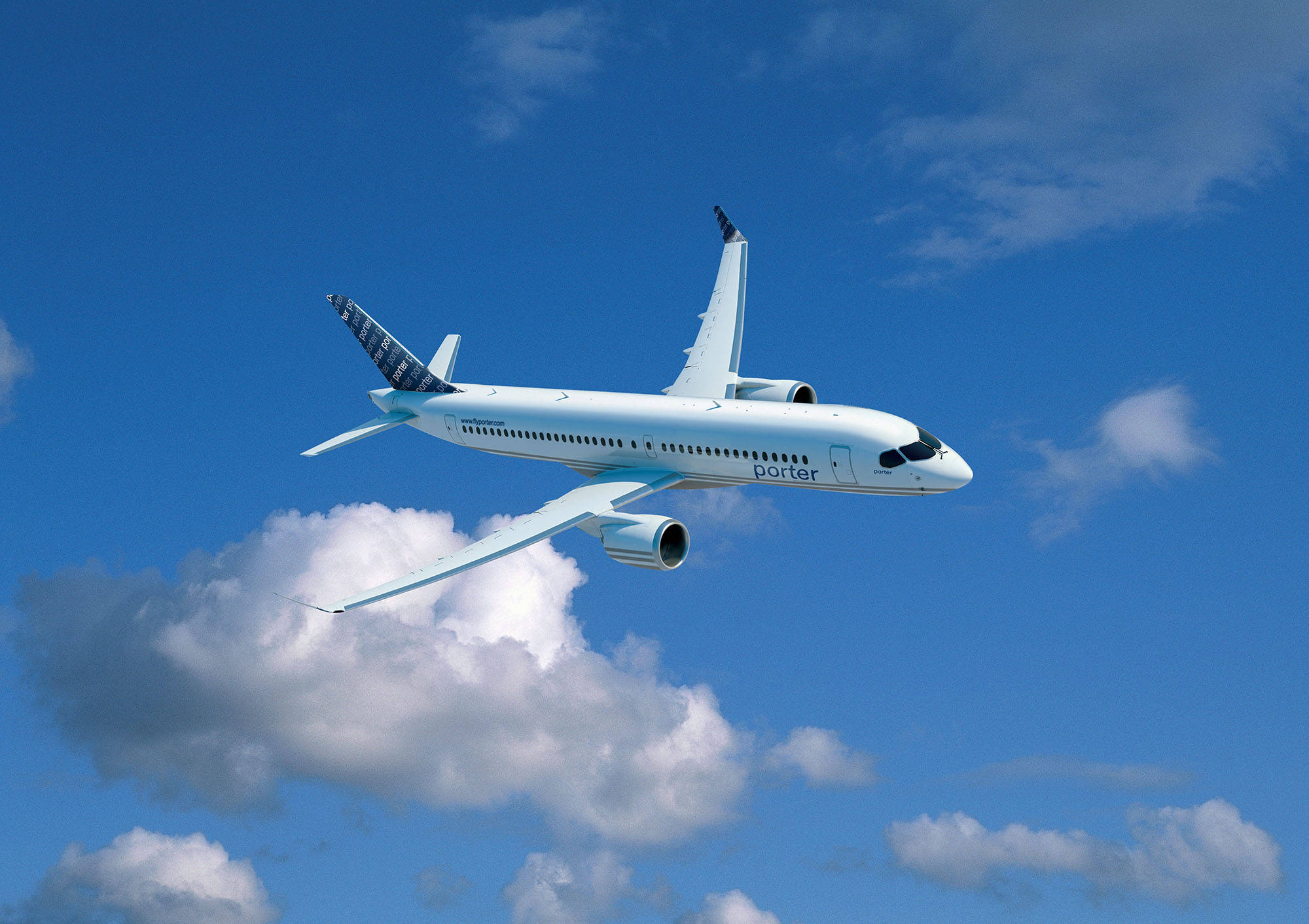 Porter Airlines, jet, white, Full HD Desktop Wallpaper