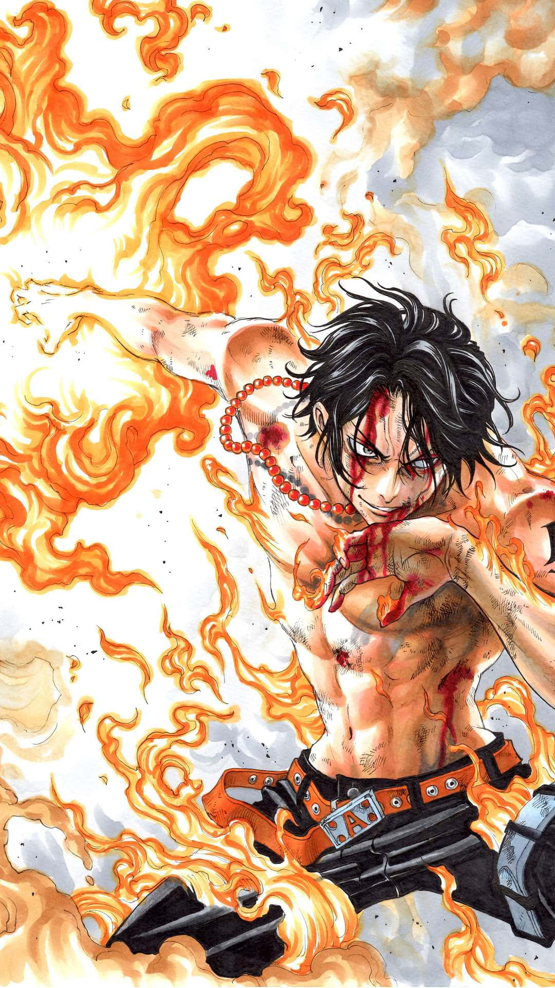 Portgas D Ace, anime warrior, black hair, Full HD Phone Wallpaper