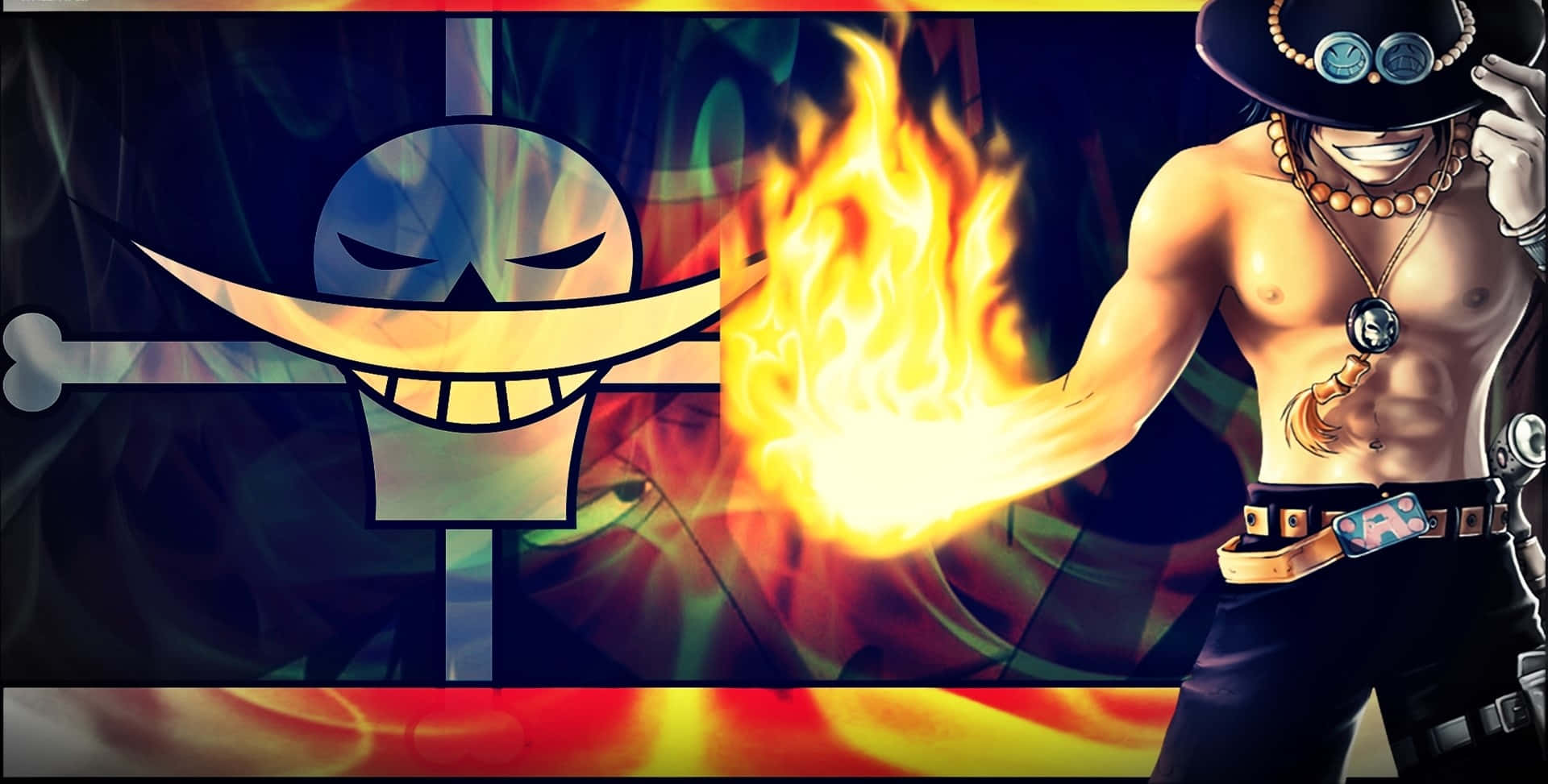 Portgas D Ace, flaming sword, top hat, Full HD Desktop Wallpaper