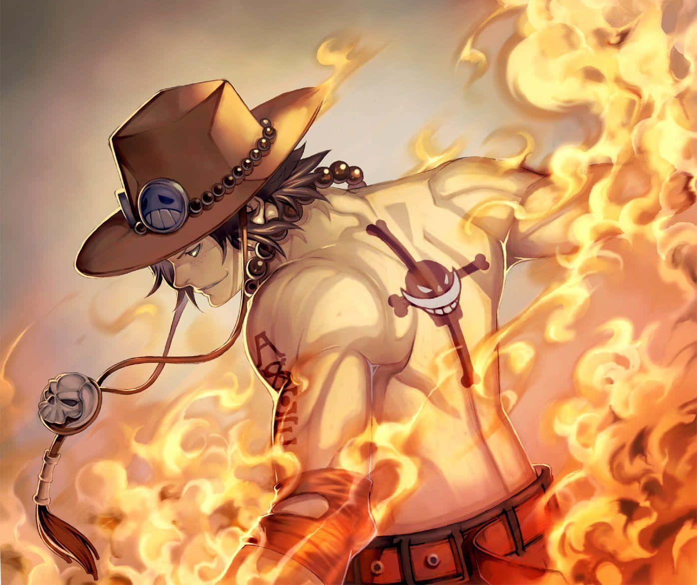 Portgas D Ace, skull hat, sword, HD Desktop Wallpaper