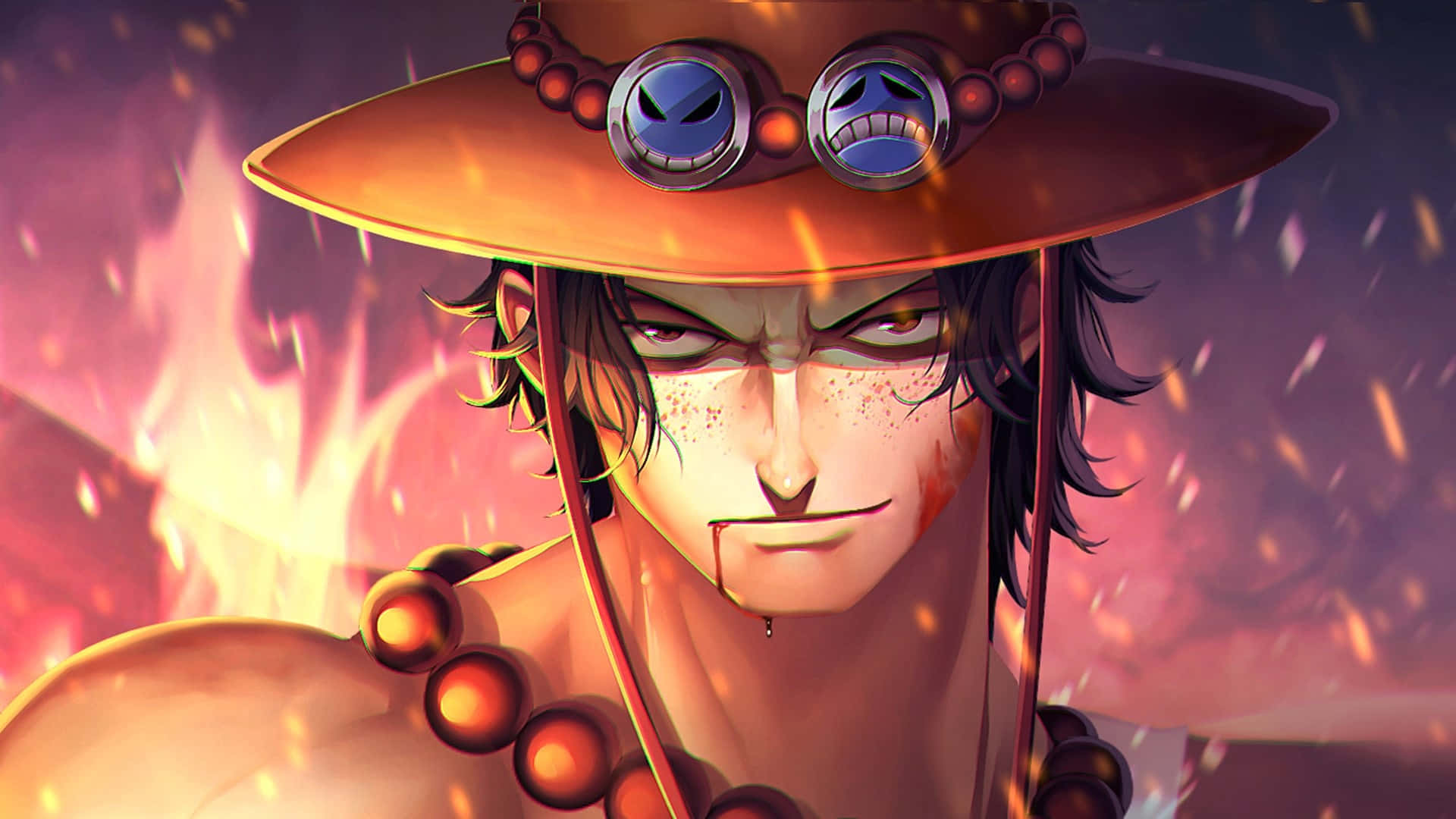 Portgas D. Ace, straw hat, goggles, Full HD Desktop Wallpaper