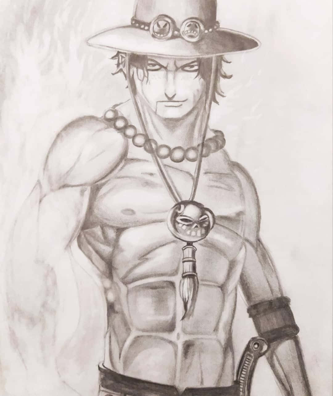 Portgas D Ace, wide-brimmed hat, skull pendant, HD Phone Wallpaper
