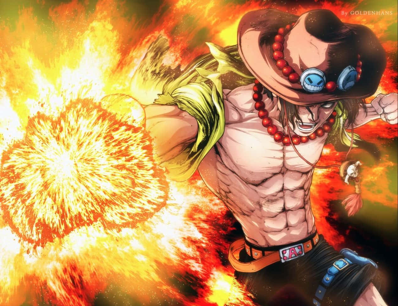 Portgas D Ace, straw hat, goggles, SD Desktop Wallpaper