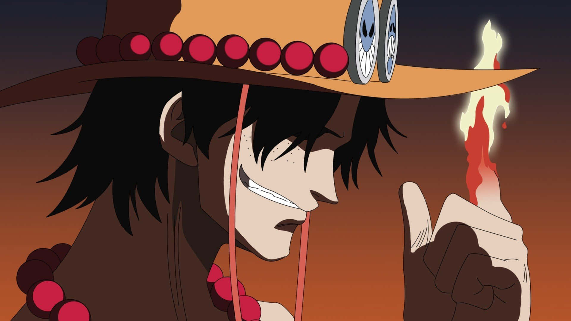 Portgas D Ace, straw hat, skull eyepieces, Full HD Desktop Wallpaper