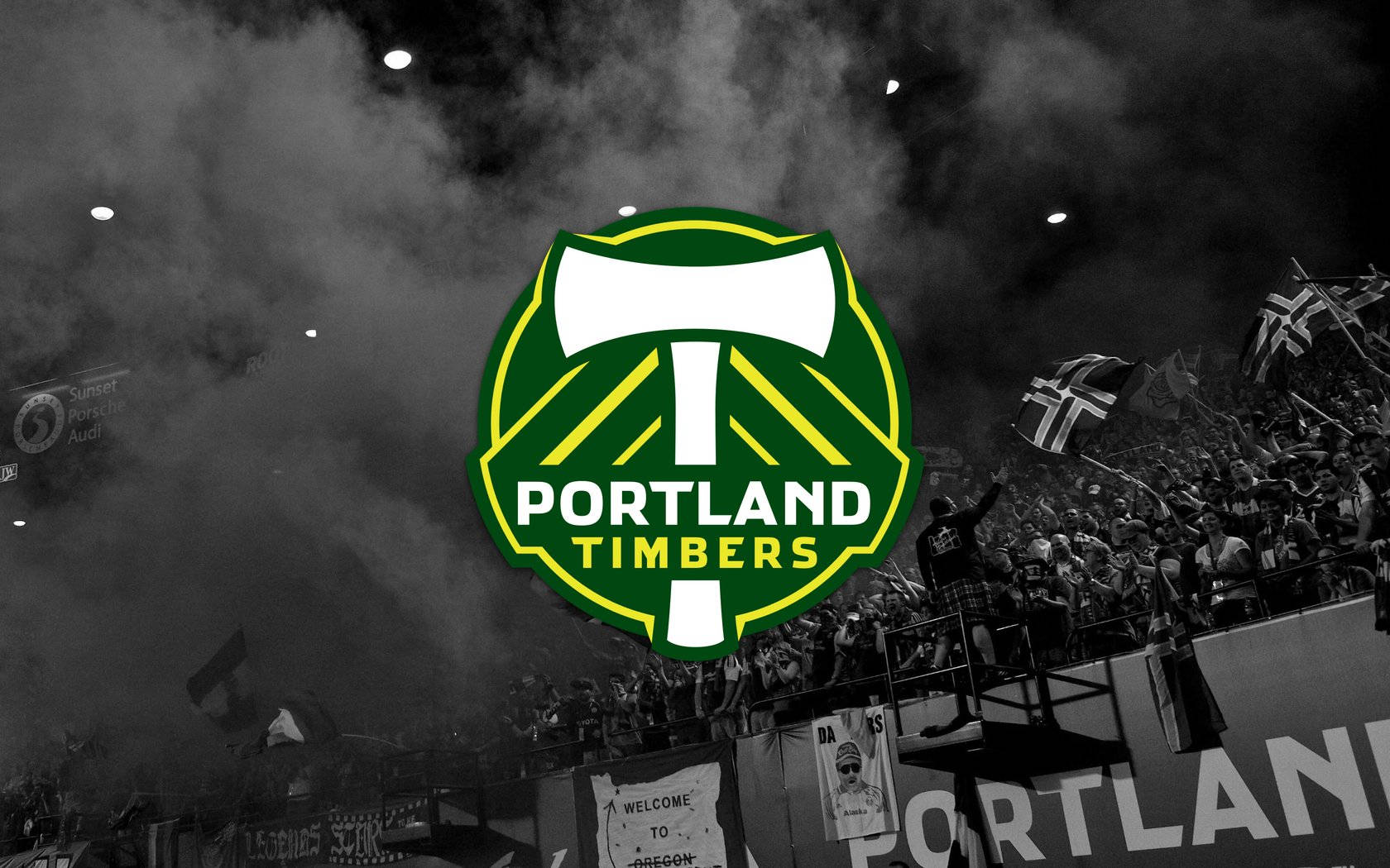 Portland Timbers, logo, black and white, HD Desktop Wallpaper