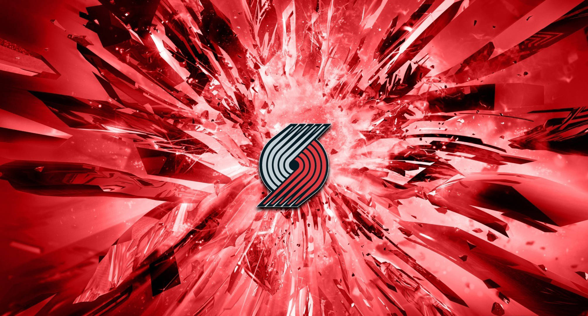 Portland Trail Blazers, red crystal, shattered red crystal shards, Full HD Desktop Wallpaper