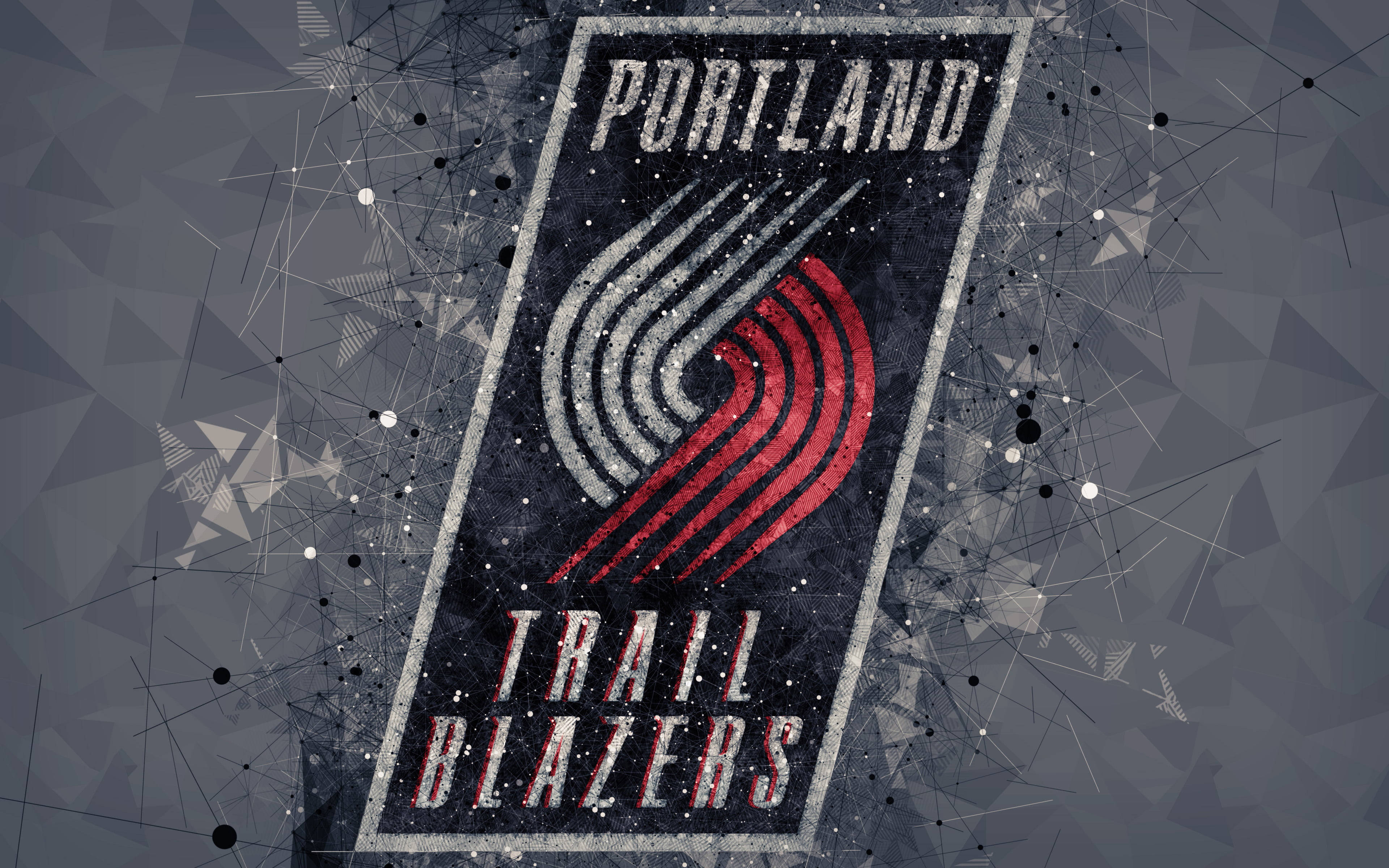 Portland Trail Blazers, red, gray, 4K Desktop Wallpaper
