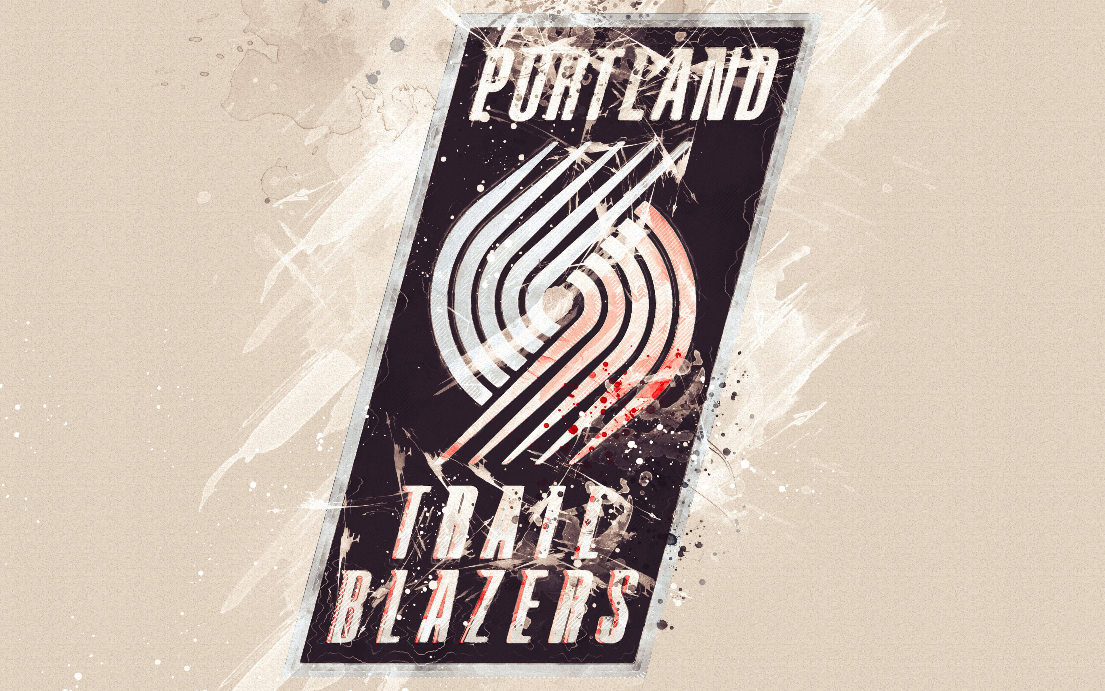 Portland Trail Blazers, white, red, 4K Desktop Wallpaper