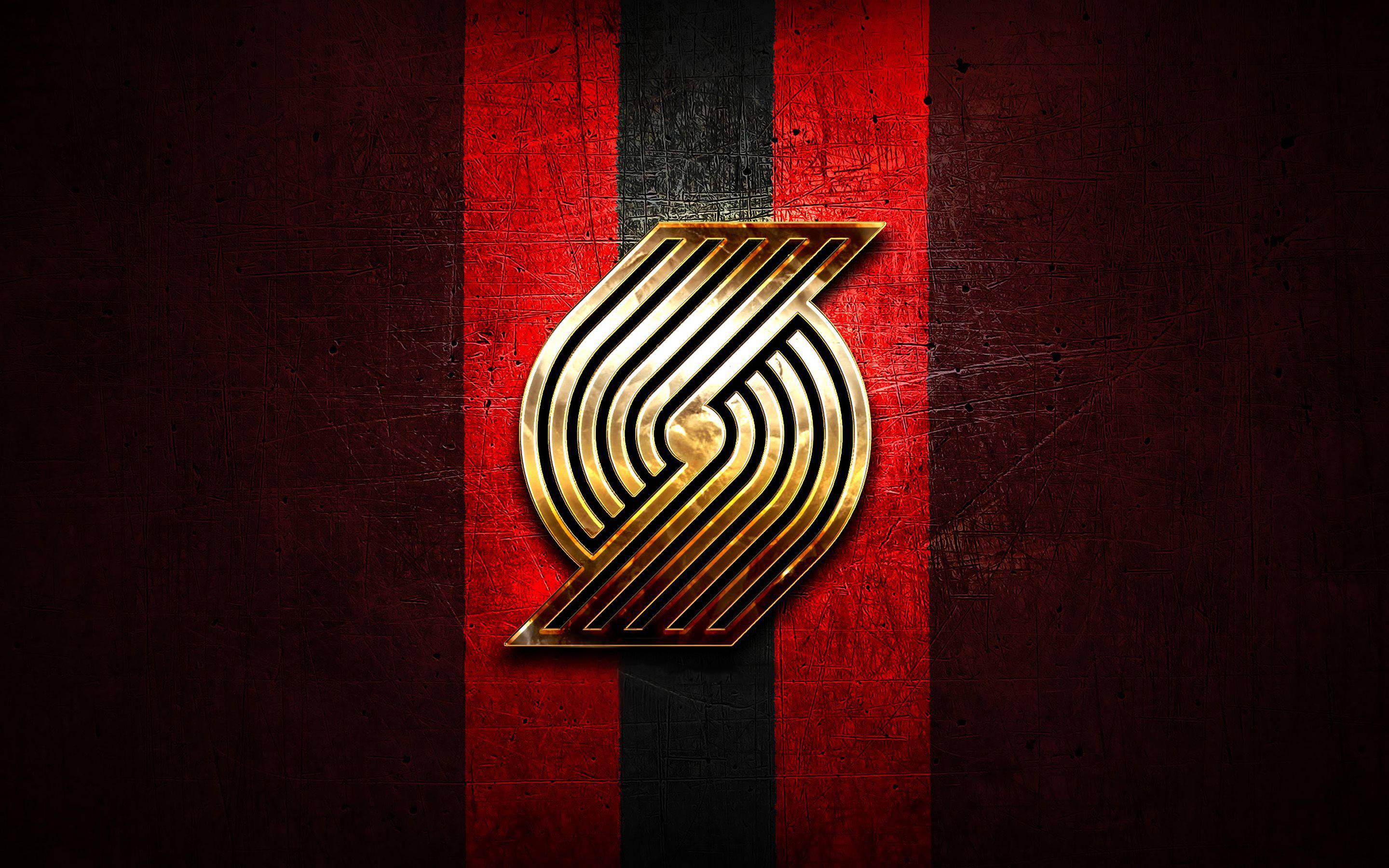 Portland Trail Blazers, golden, red and black striped, 2K Desktop Wallpaper