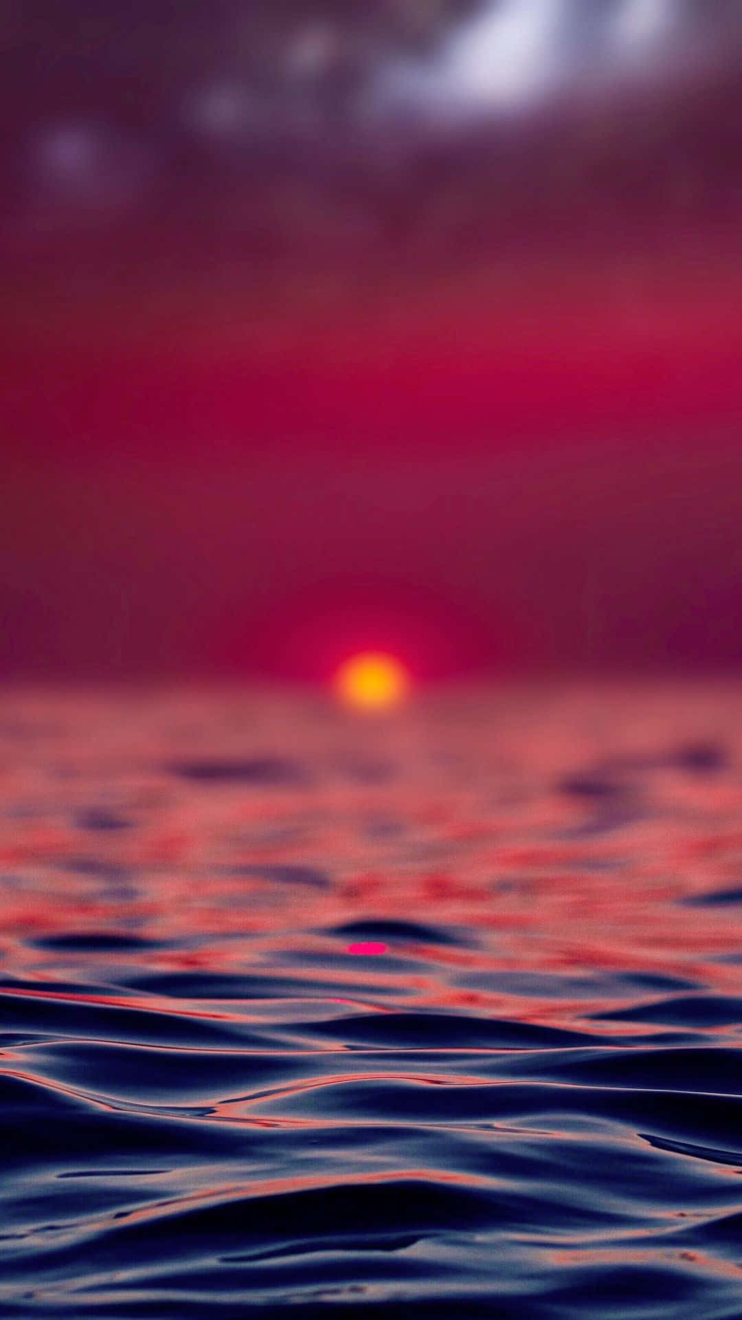 Portrait Mode, orange sun, dark ocean, Full HD Phone Wallpaper