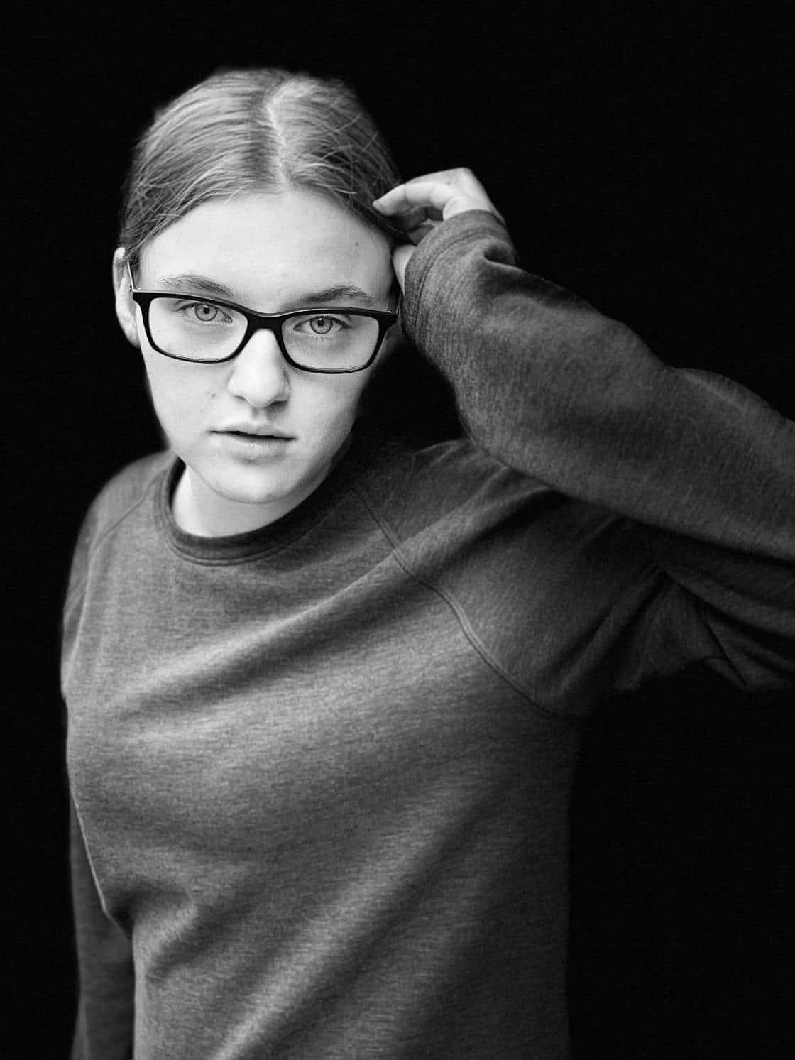 Portrait Mode, black and white, young person, HD Phone Wallpaper