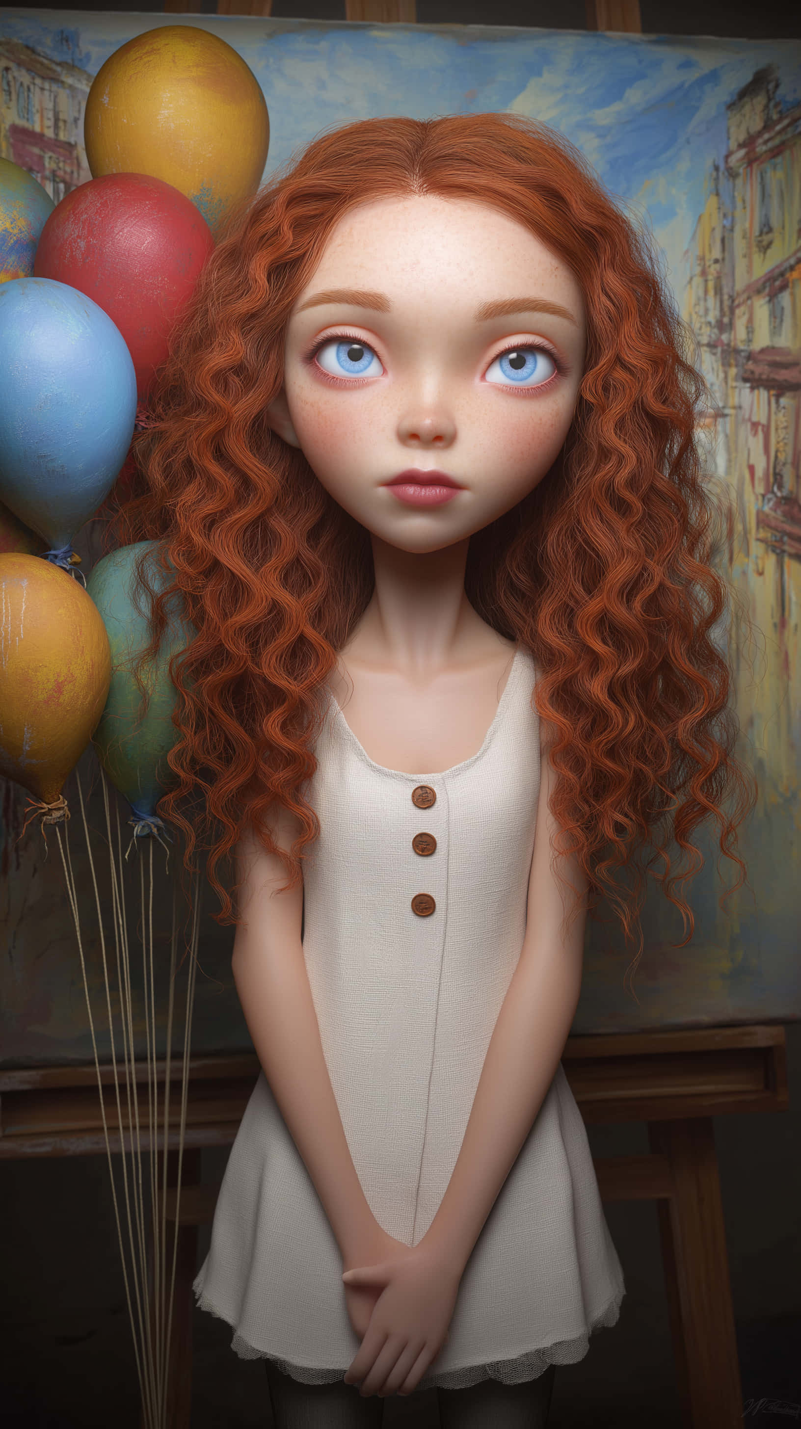 cute doll, red hair, blue eyes, 2K Phone Wallpaper