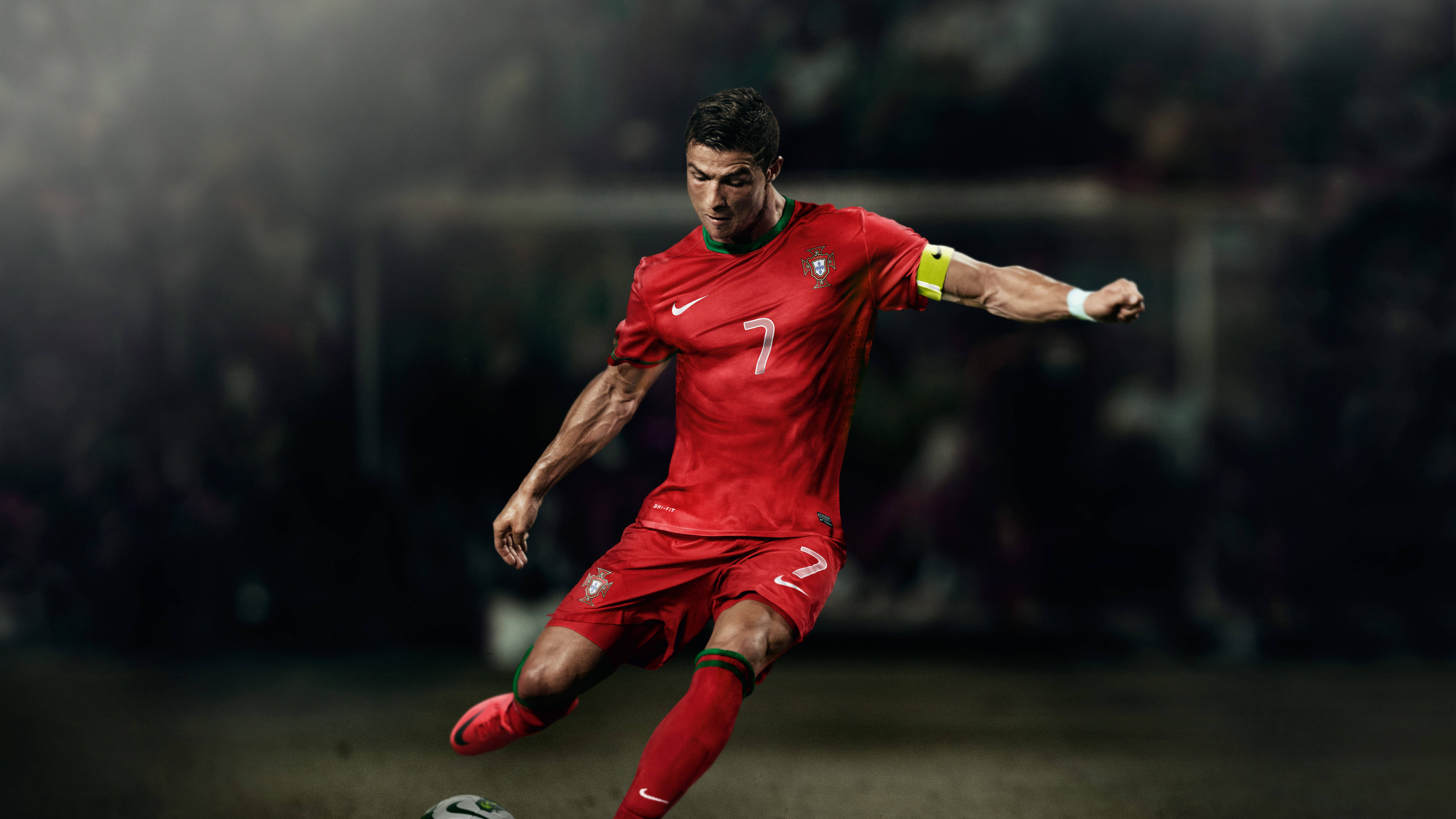 Portugal jersey, red Portugal jersey, stadium lights, 5K Desktop Wallpaper