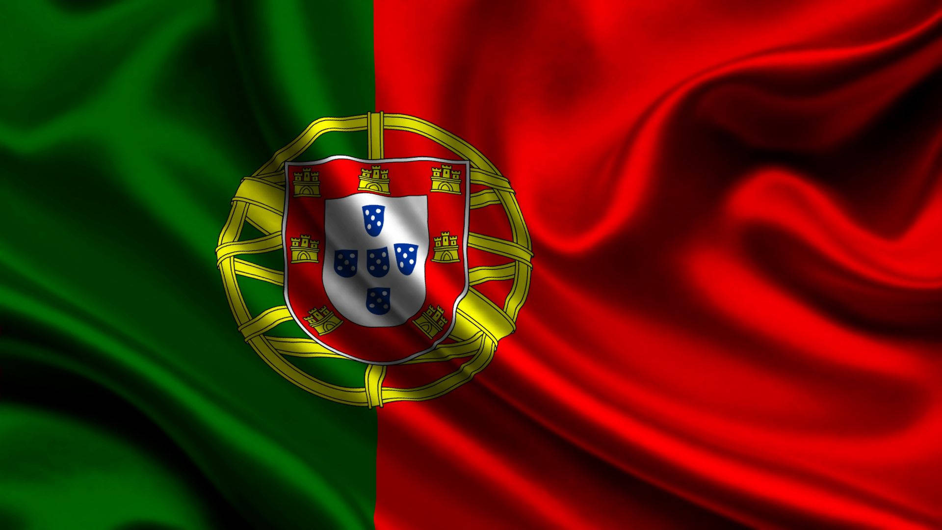 Portugal, silk flag, red and green fabric, Full HD Desktop Wallpaper