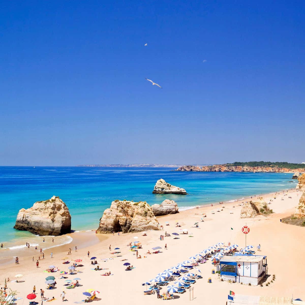 Portuguese Beach, sunset, turquoise waters, SD Desktop Wallpaper