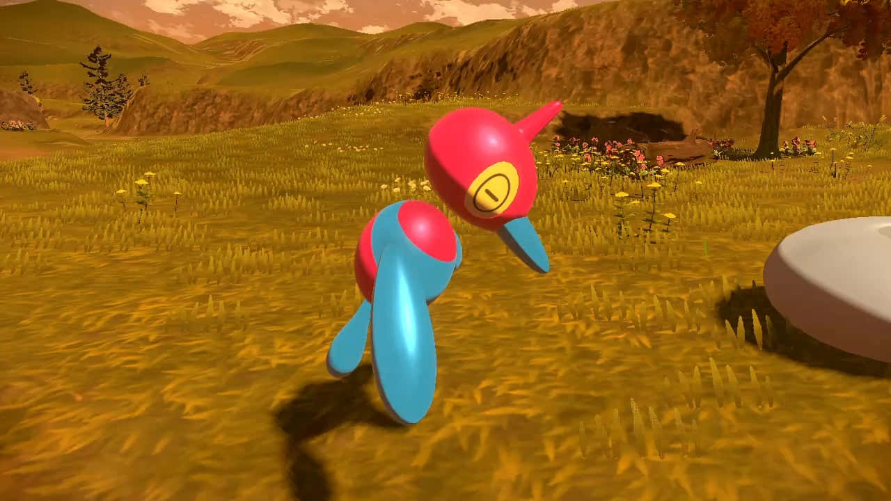 Porygon-Z, pink and blue, yellow smiley face, HD Desktop Wallpaper