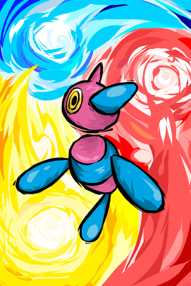 Porygon-Z, pink and blue, cosmic energy, SD Phone Wallpaper