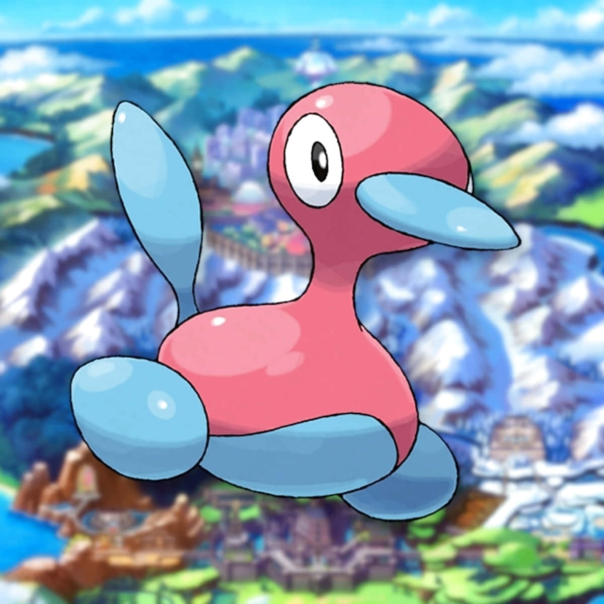 Porygon2, pink and blue, cartoon bird, SD Desktop Wallpaper