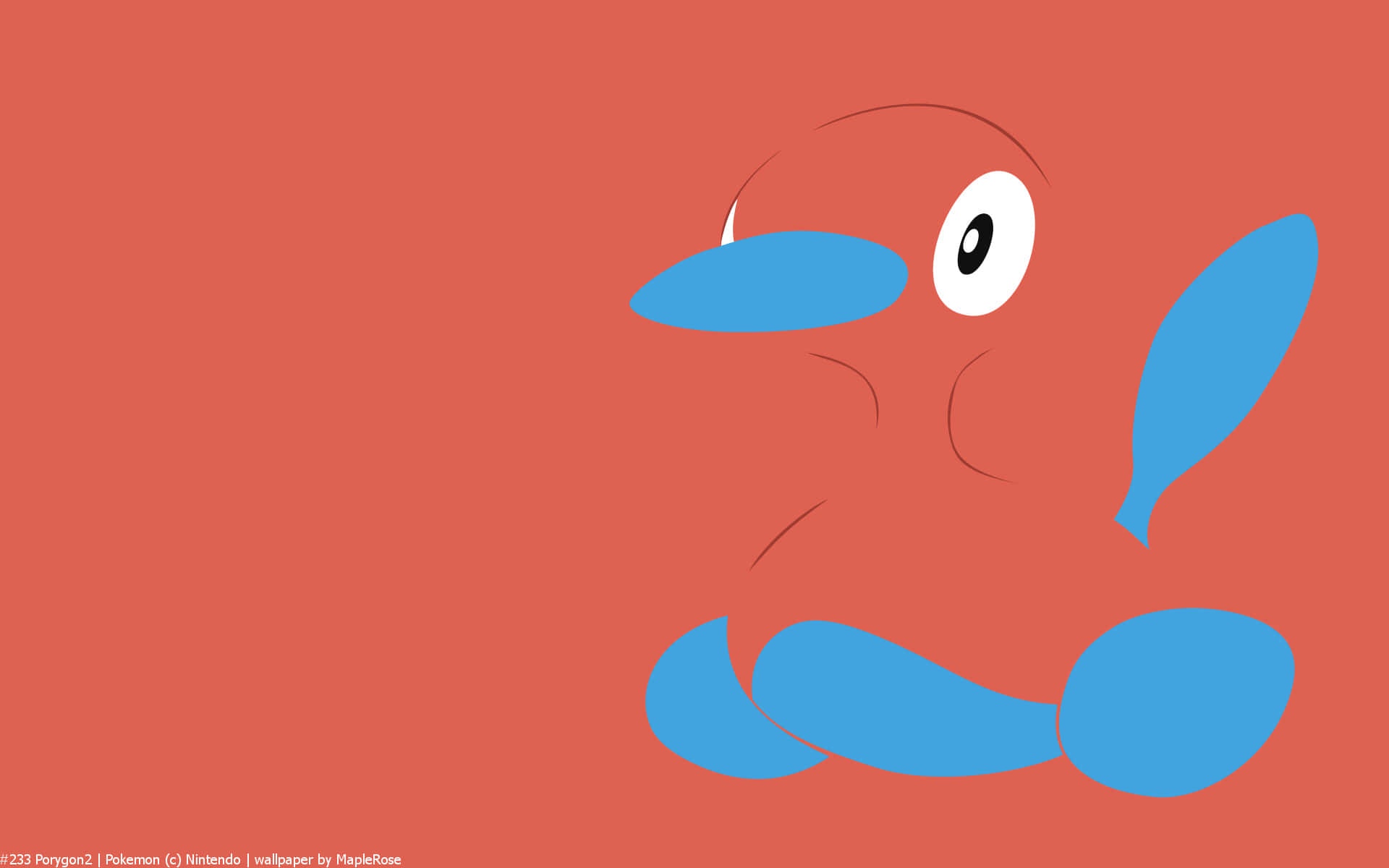 Porygon2, minimalist art, blue and red, Full HD Desktop Wallpaper