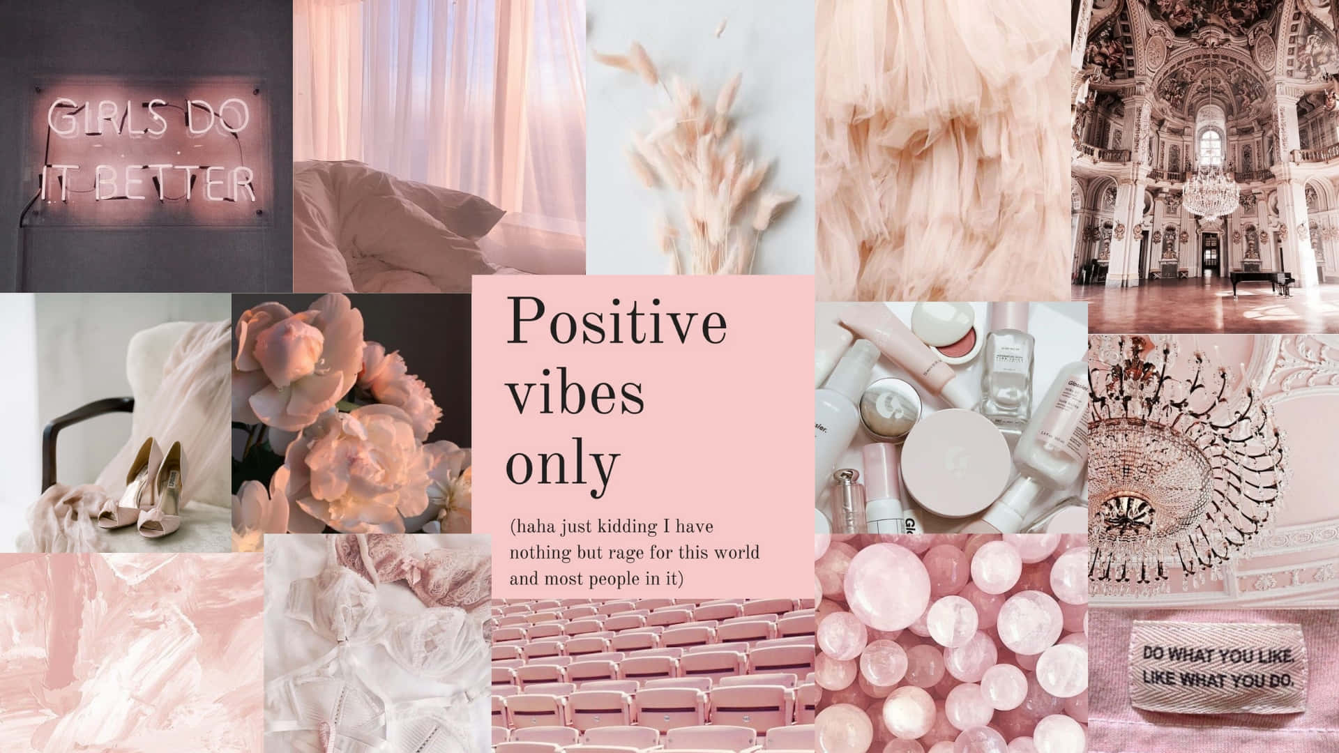 soft pink, feminine objects, quotes promoting positivity, Full HD Desktop Wallpaper
