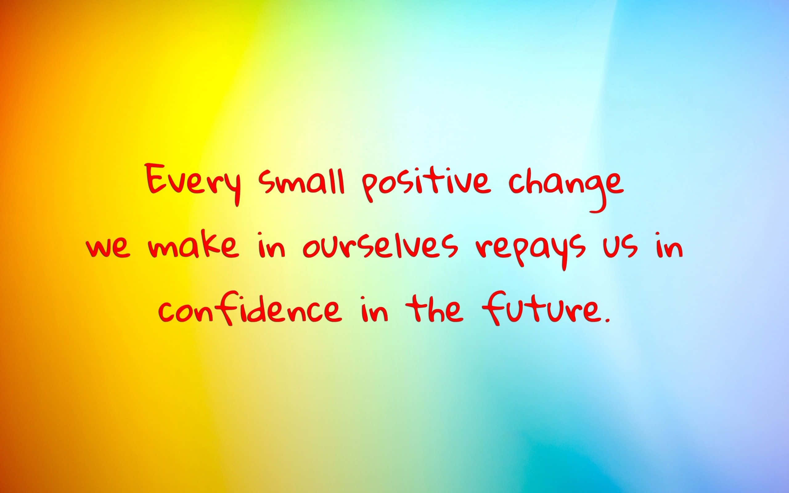 red cursive text, soft gradient background, yellow to blue, 2K Desktop Wallpaper