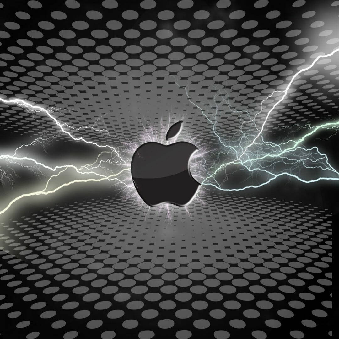 Apple HD Desktop, sleek black Apple logo, electric lightning, SD Desktop Wallpaper