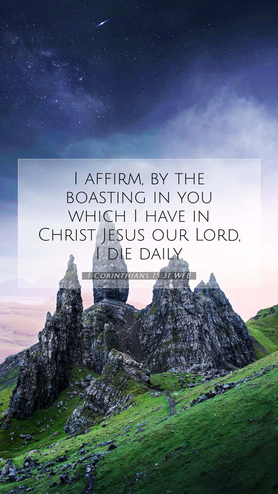 faithful mountain, bible verse, starry twilight sky, Full HD Phone Wallpaper