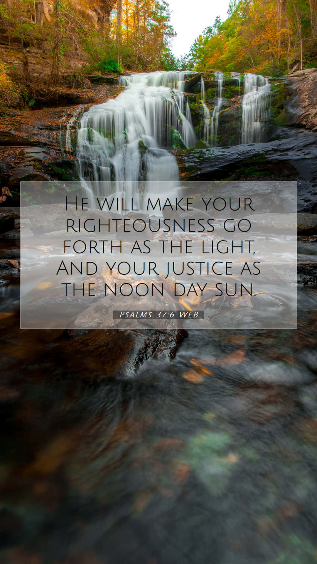righteousness light bible verse, waterfall, autumn, Full HD Phone Wallpaper