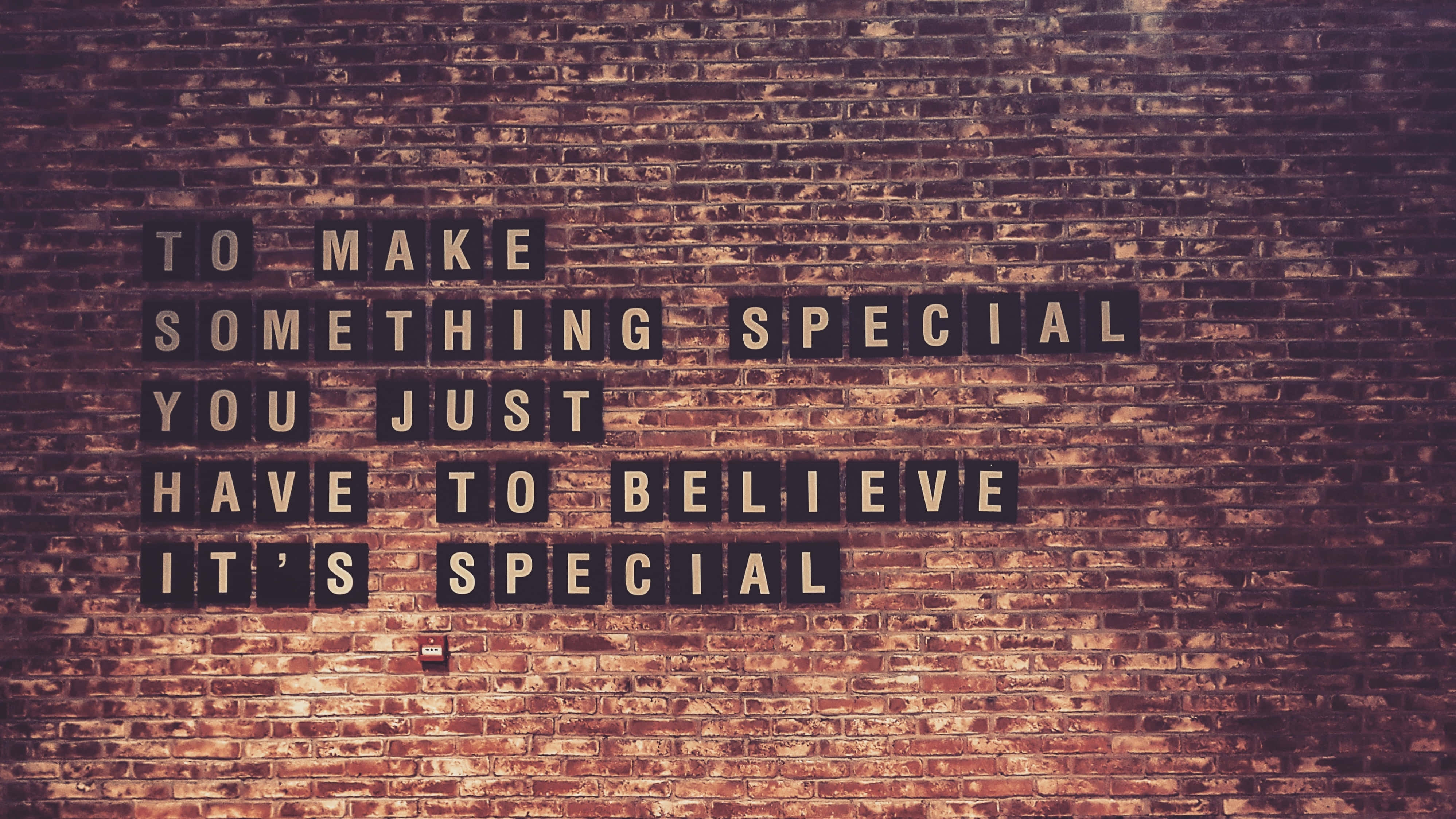 Dream Big and Shine Brighter, to make something special you just have to believe it's special, weathered brick wall, 4K Desktop Wallpaper